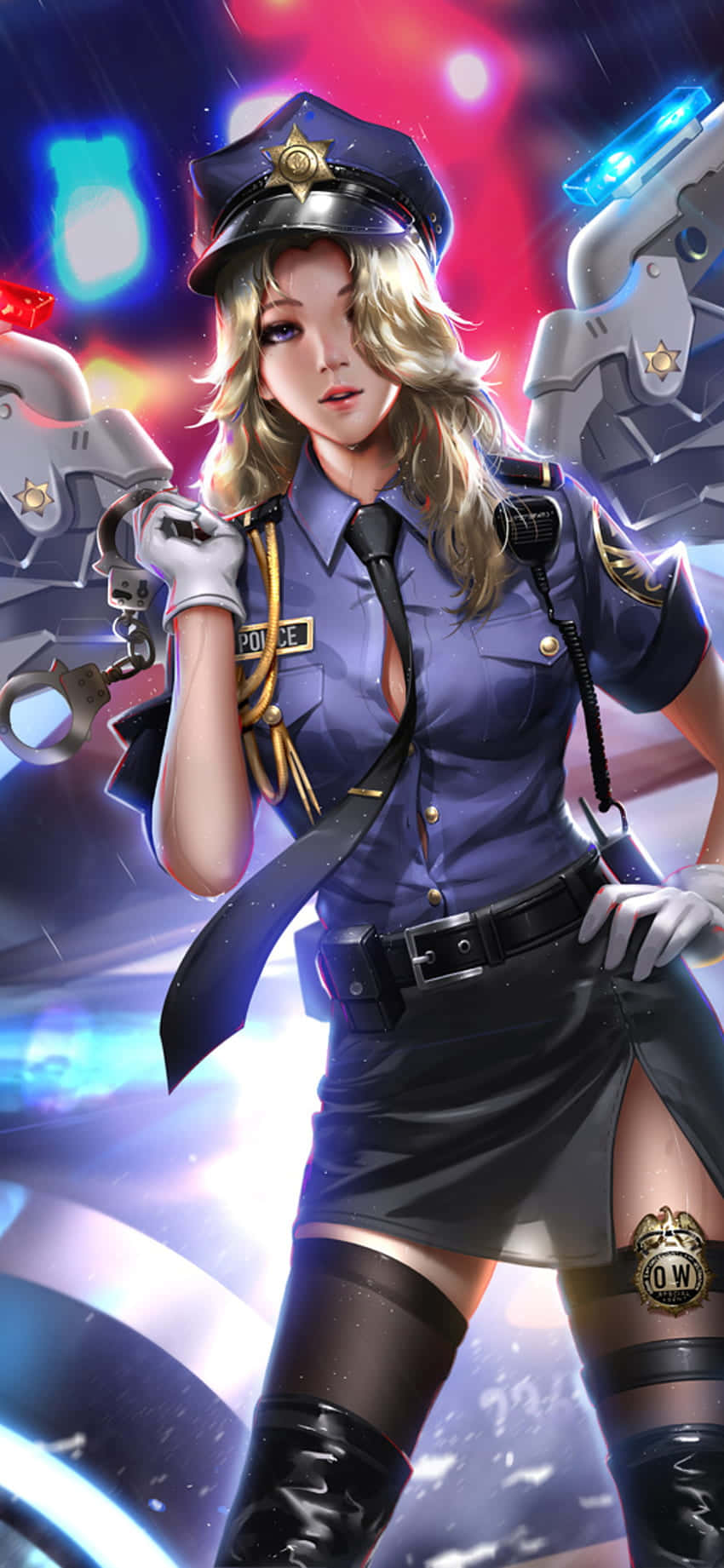 Nền Overwatch Mercy Đồng Phục Cảnh Sát iPhone XS Hình nền