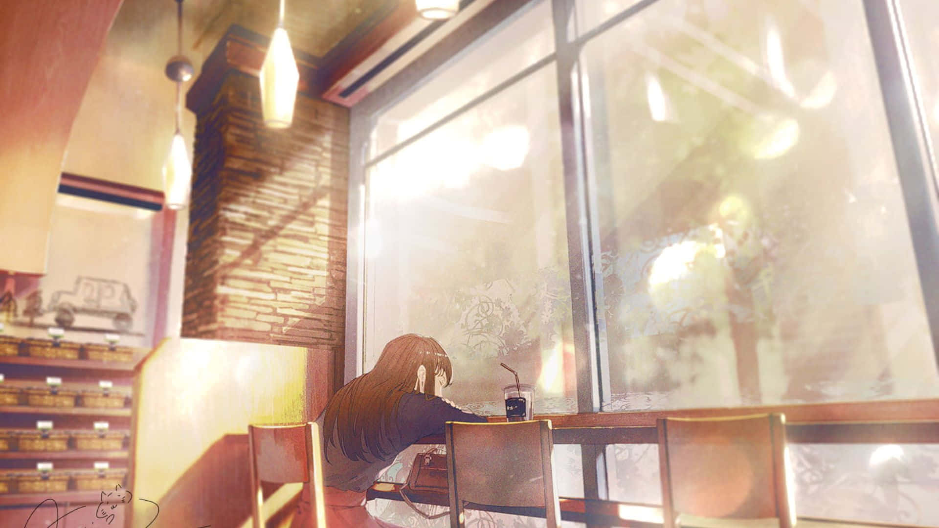 Nền quán cafe anime lười biếng Hình nền