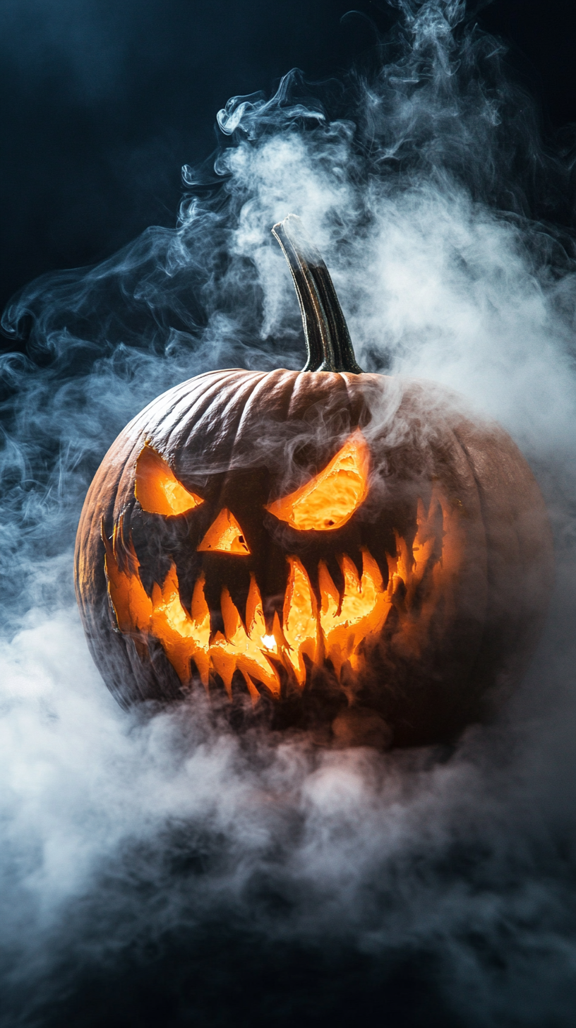 nền sản phẩm Halloween bí ngô 3D mùa thu sân khấu khói Hình nền
