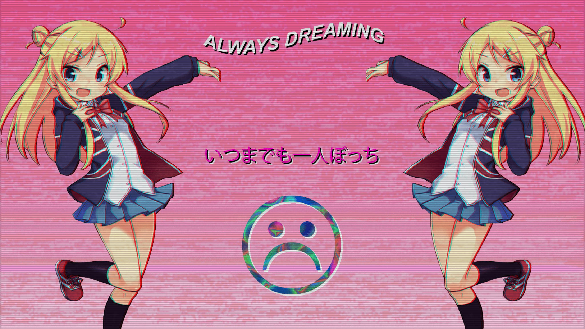 Nền Tảng Anime Màu Hồng Buồn Hình nền