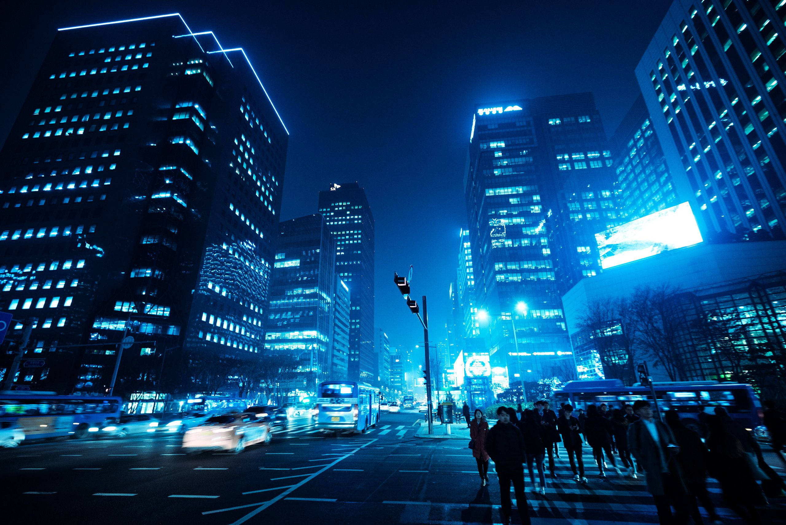 Nền Thành Phố Xanh Neon Thẩm Mỹ Hình nền