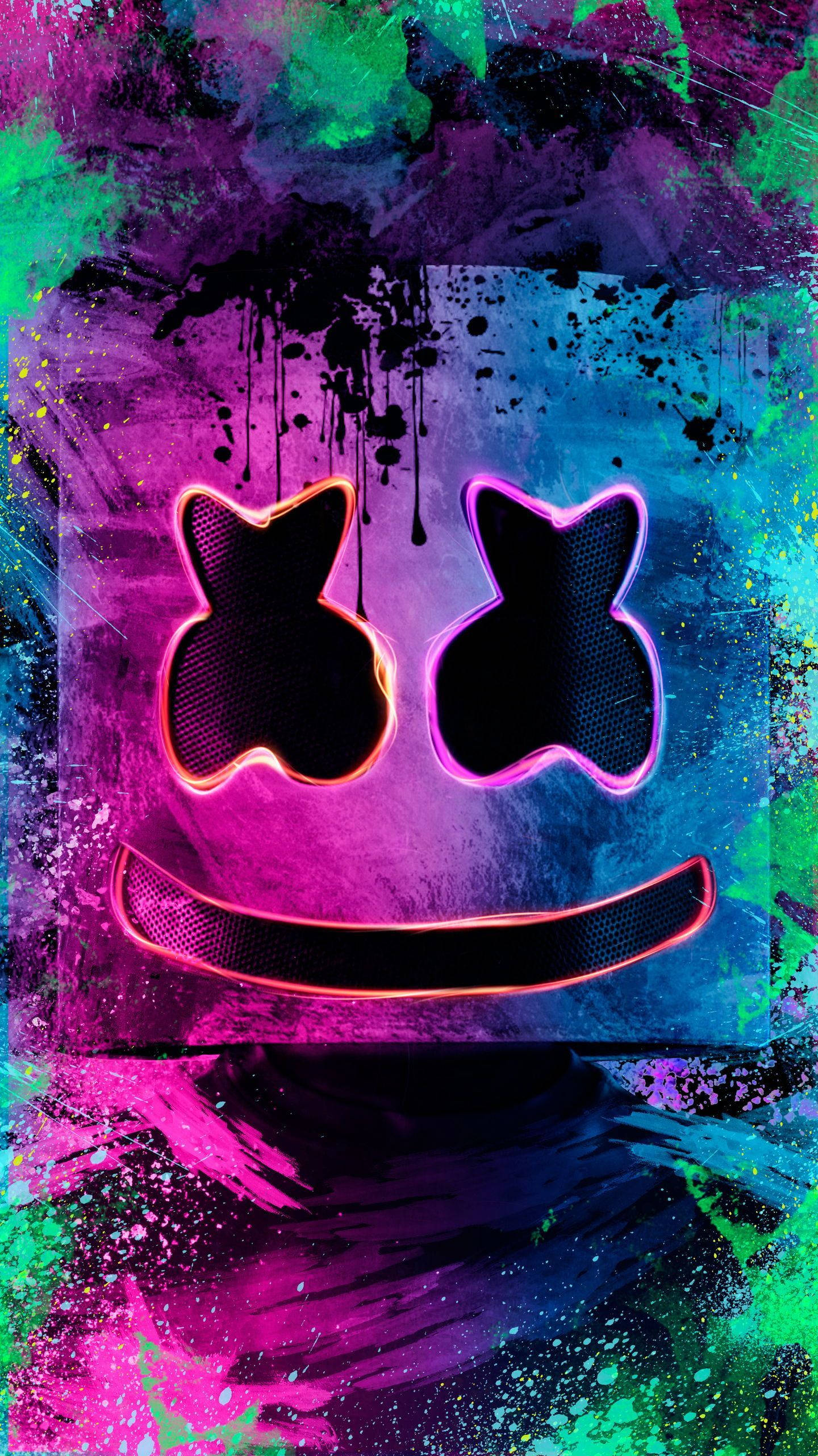 Nền Tím Xanh Marshmello HD iPhone Hình nền