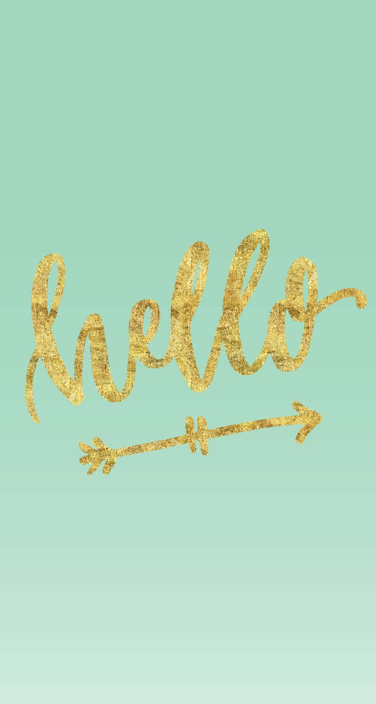 Nền Xanh Pastel Chữ Hello Vàng Hình nền