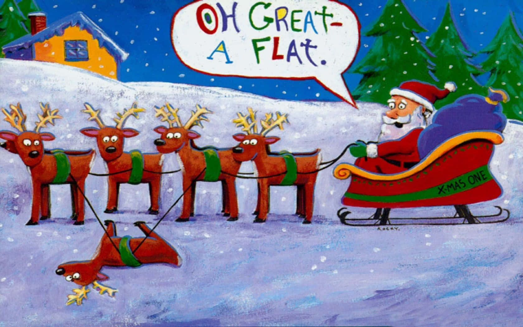 Nền Zoom Giáng Sinh Hài Hước Của Ông Già Noel Và Những Chú Tuần Lộc Hình nền