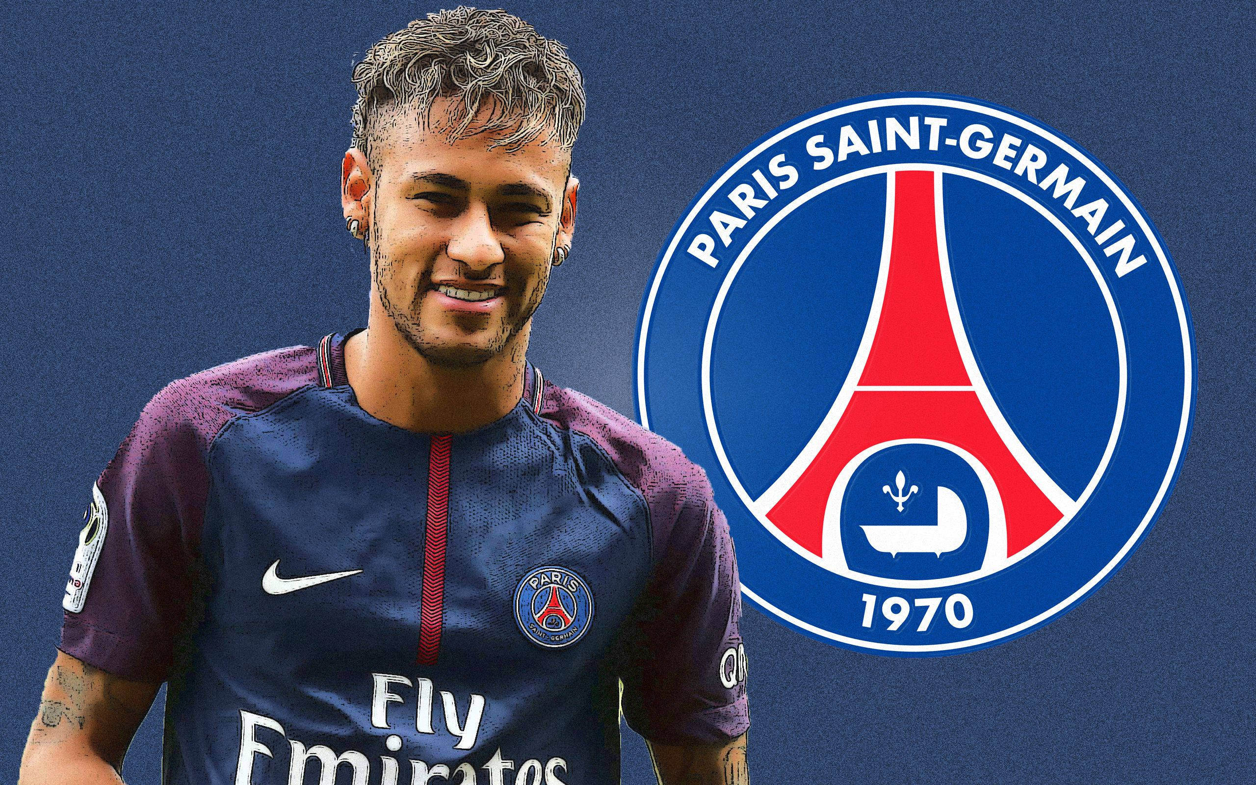 Neymar ăn mừng cùng biểu tượng Paris Saint-Germain Hình nền