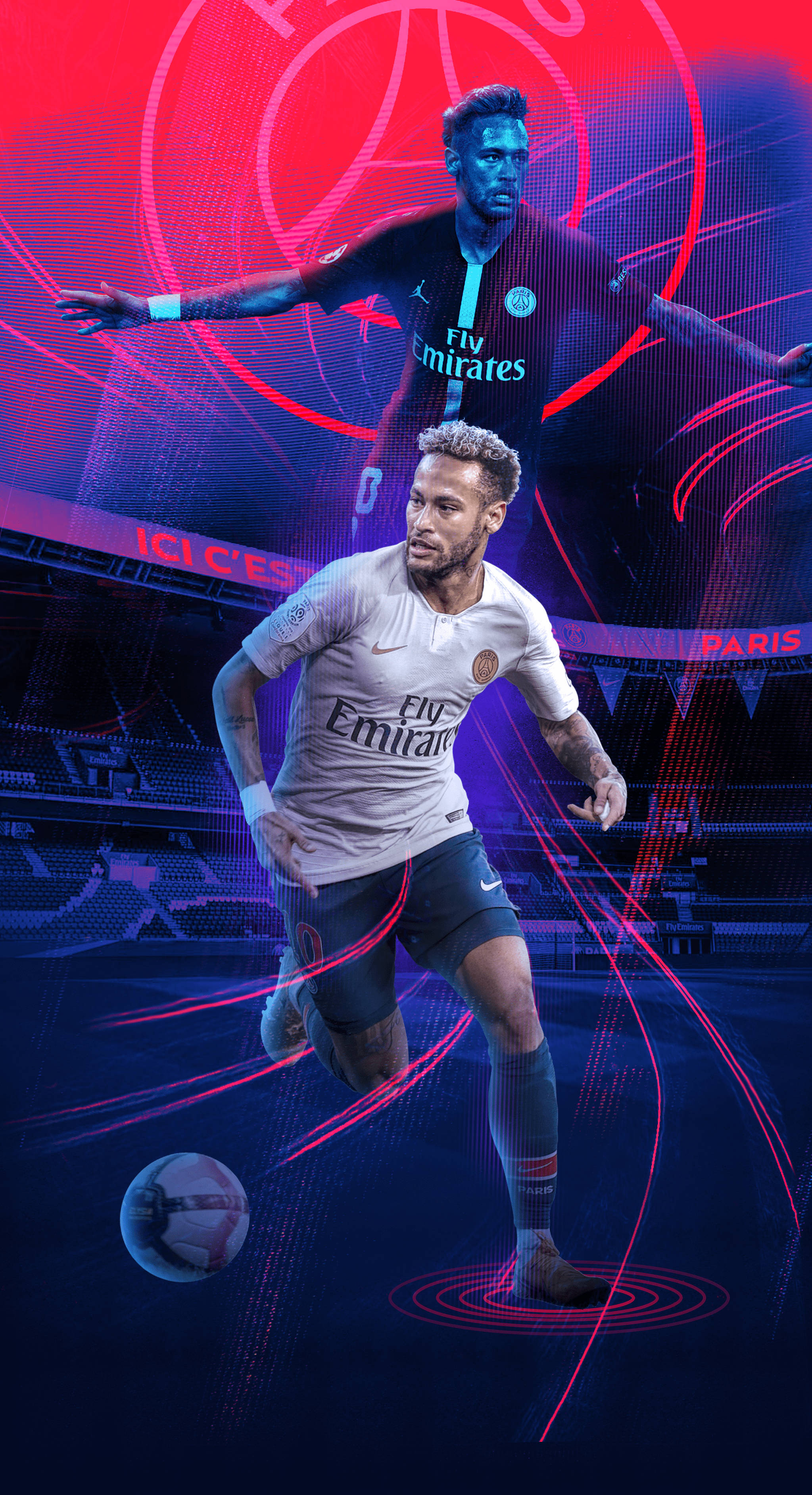 Neymar Jr Đỏ Và Tím Phong Cách Hình nền