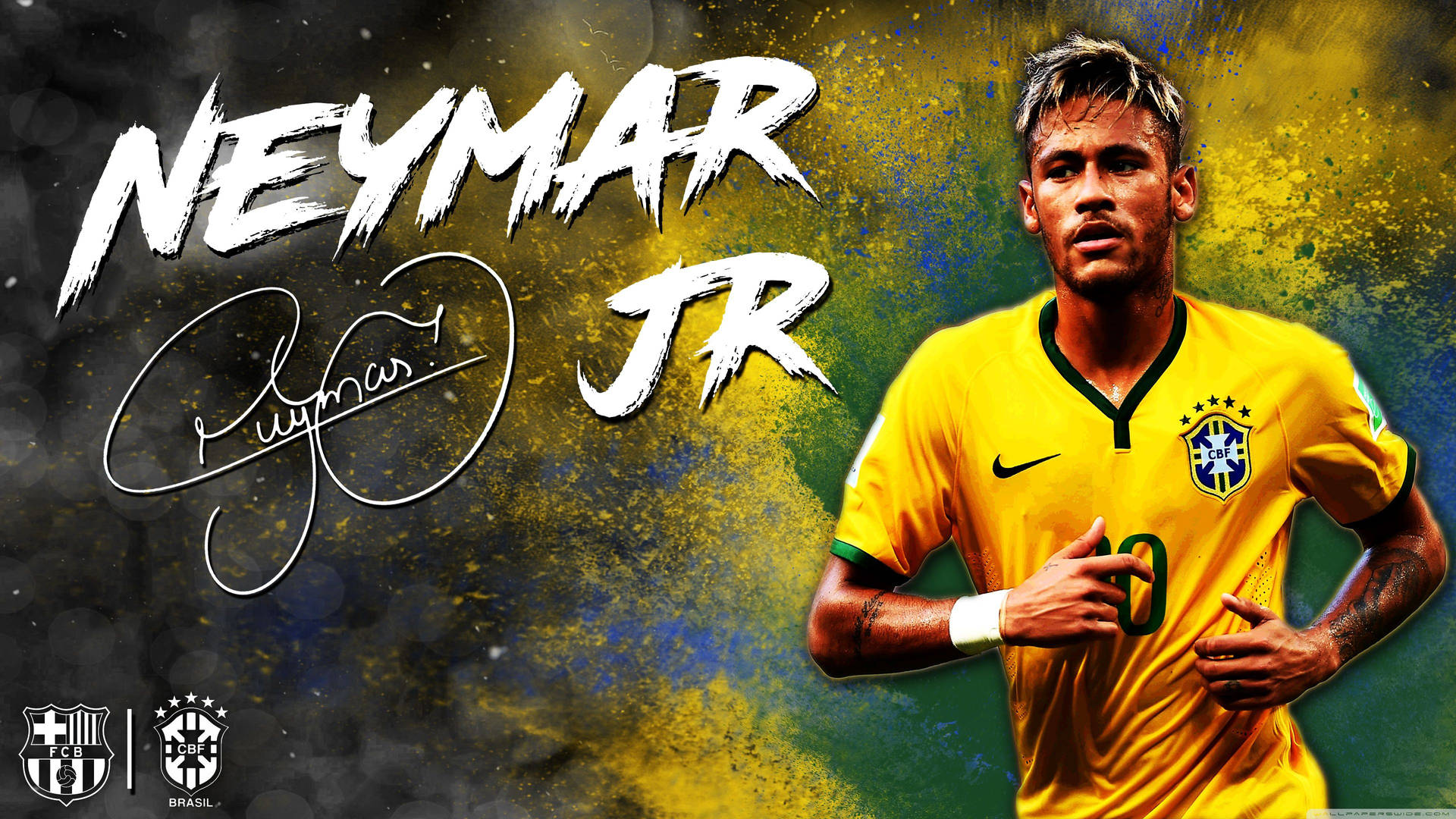 Hình nền Neymar Nghệ Thuật Xanh Lá Và Vàng
