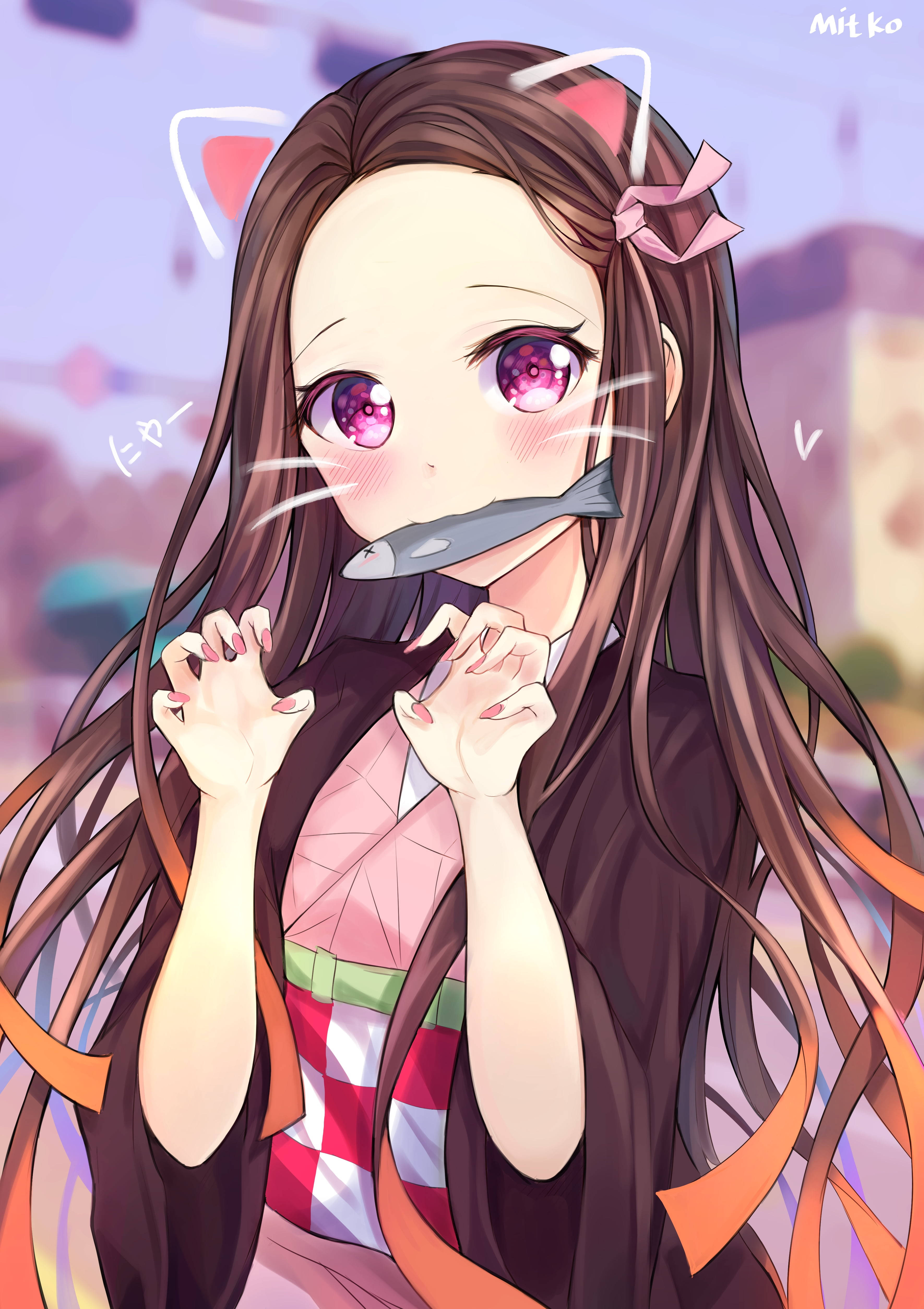 Nezuko Kamado Cô Gái Anime Dễ Thương iPhone Hình nền