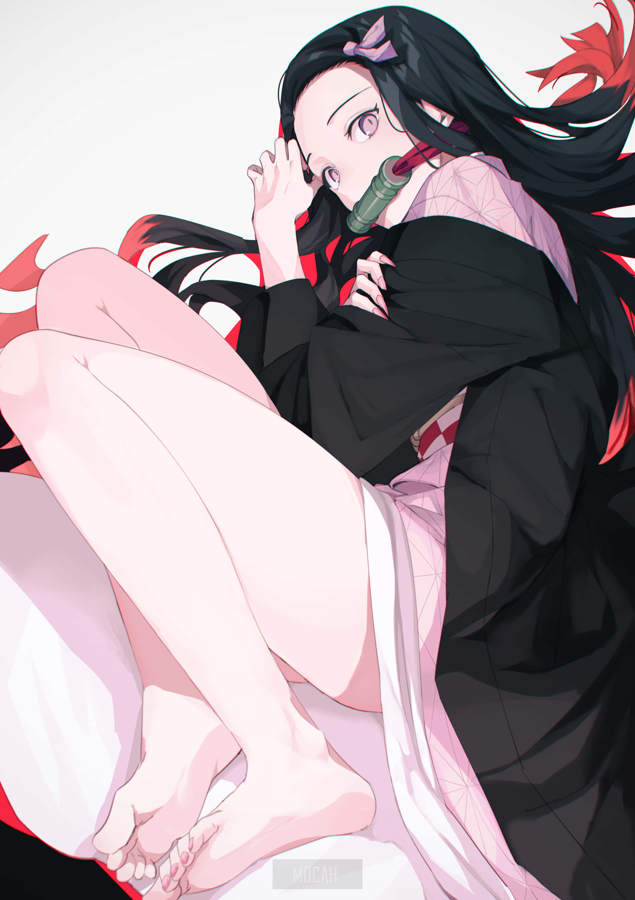 Nezuko Kamado Võ Sĩ Diệt Quỷ Cô Gái Anime Chân Trần Hình nền
