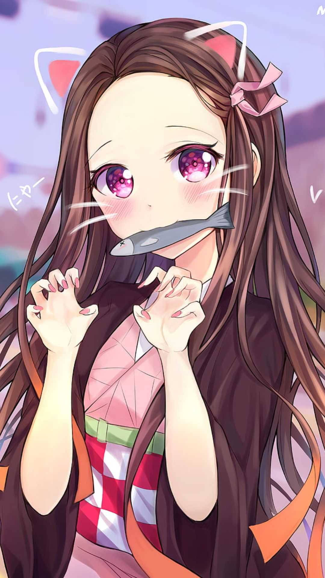 Nezuko Tai Thỏ Ác Quỷ Slayer iPhone Hình nền
