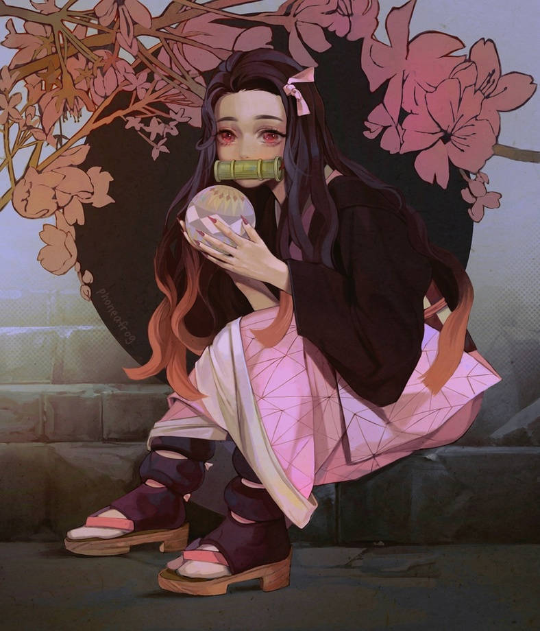 Nezuko Trong Quả Cầu Pha Lê Hình nền