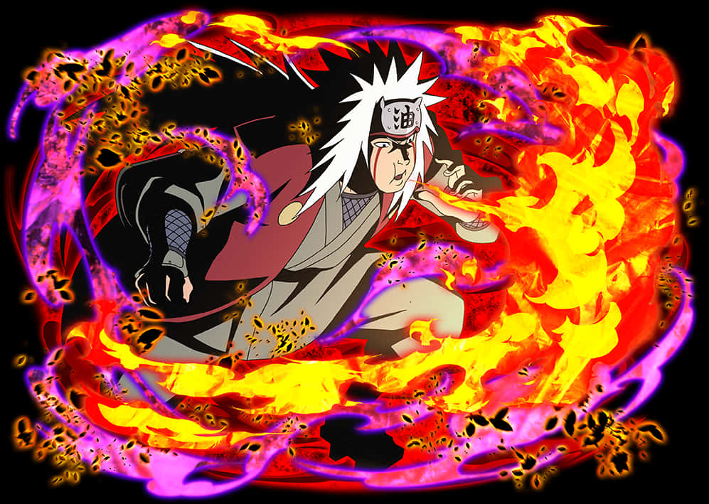 Nghệ thuật anime Jiraiya với kỹ thuật lửa Hình nền