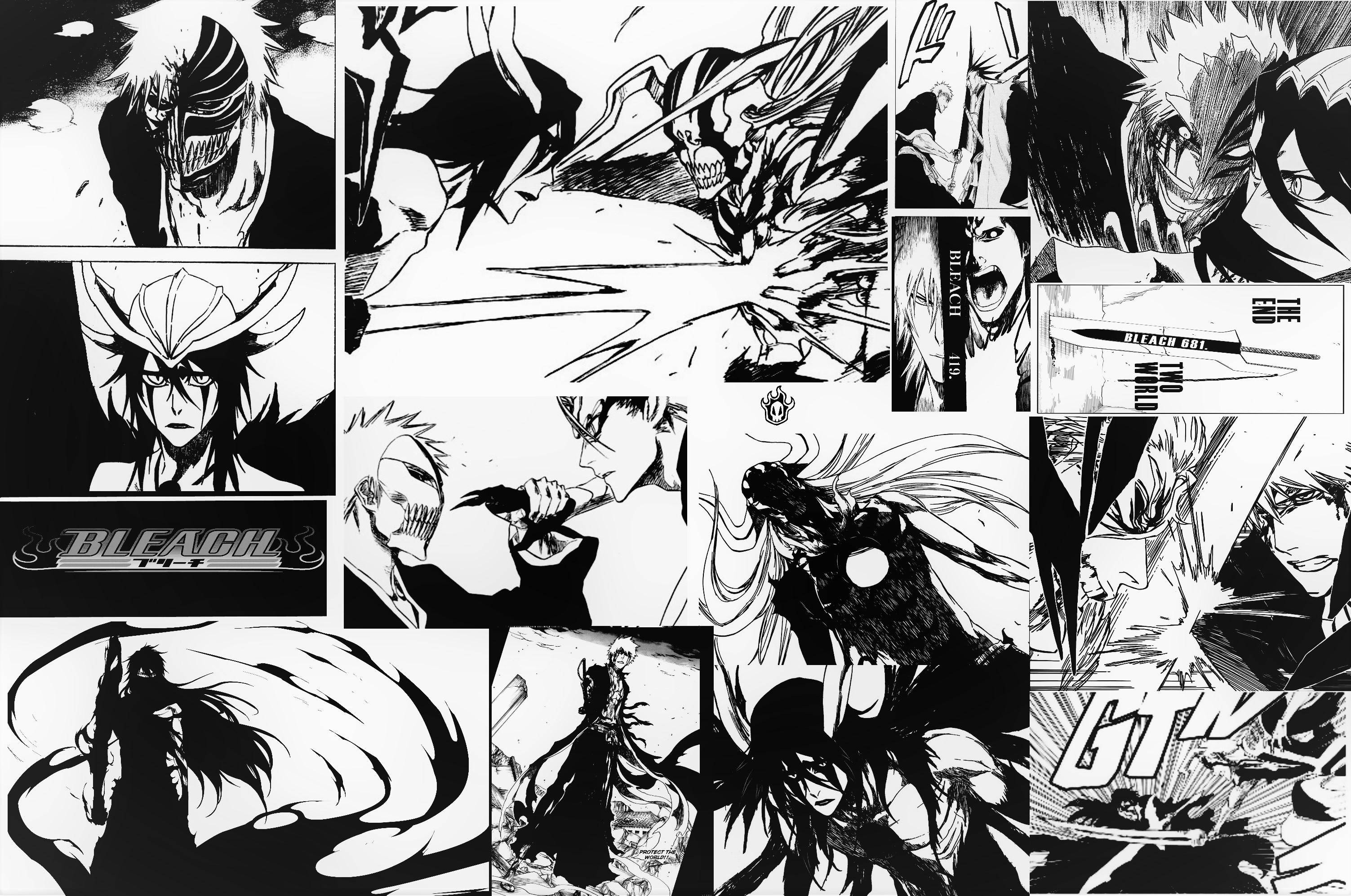 Nghệ thuật Anime Đen Trắng Bleach Ichigo Manga Hình nền