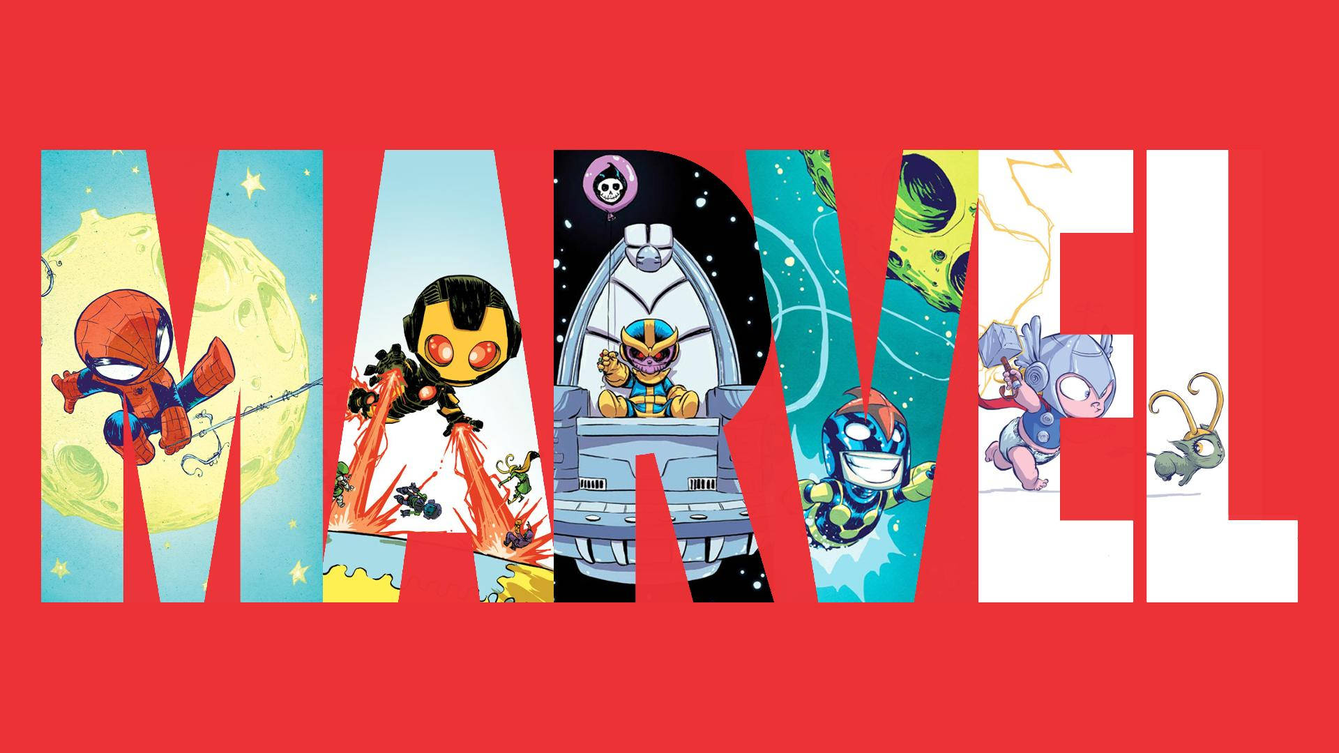 Nghệ thuật Marvel dễ thương trong logo Hình nền