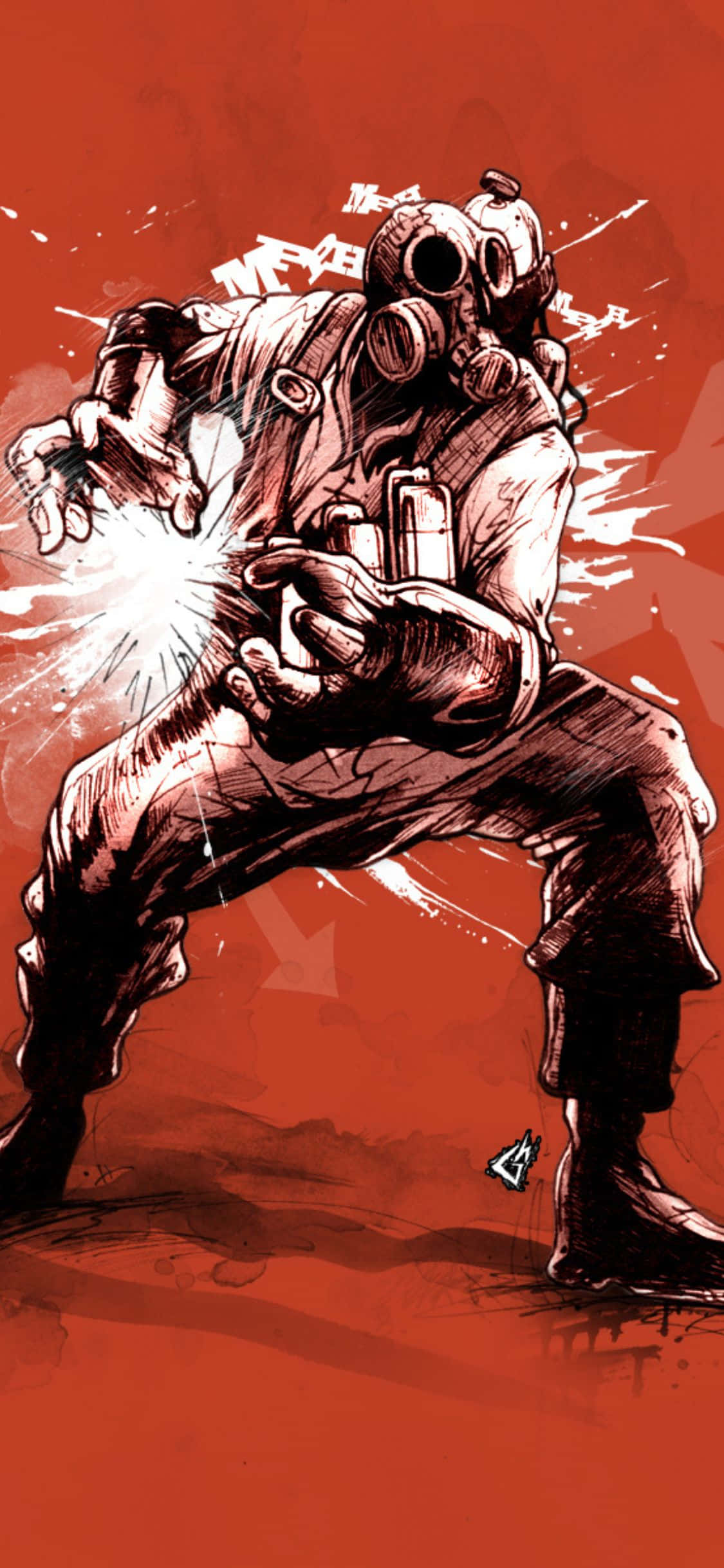 Nghệ Thuật Nền iPhone XS Team Fortress 2 Pyro Đơn Sắc Hình nền