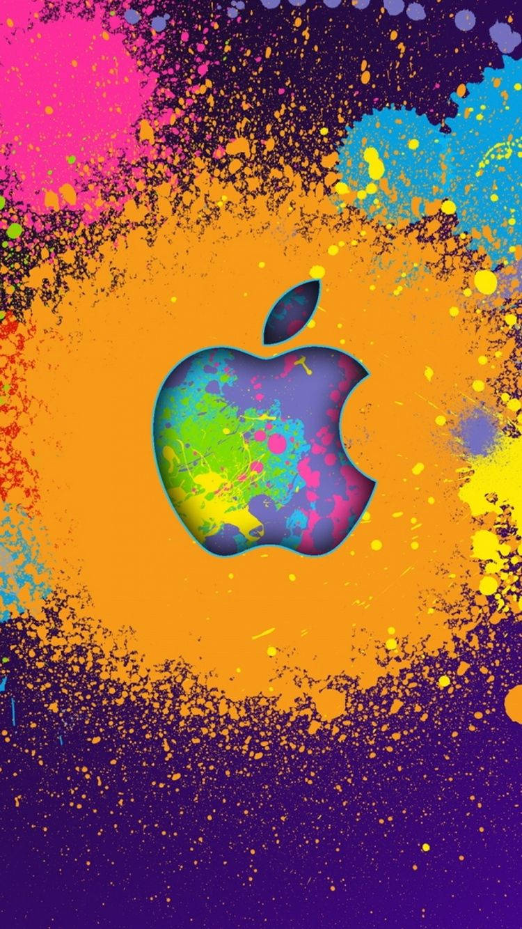 Nghệ thuật phun màu Logo Apple iPhone Hình nền