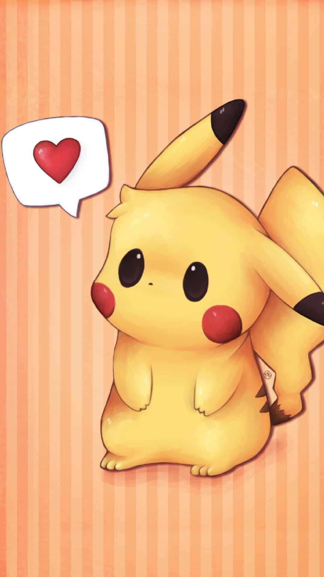 Nghệ thuật Pikachu bé dễ thương màu cam Hình nền