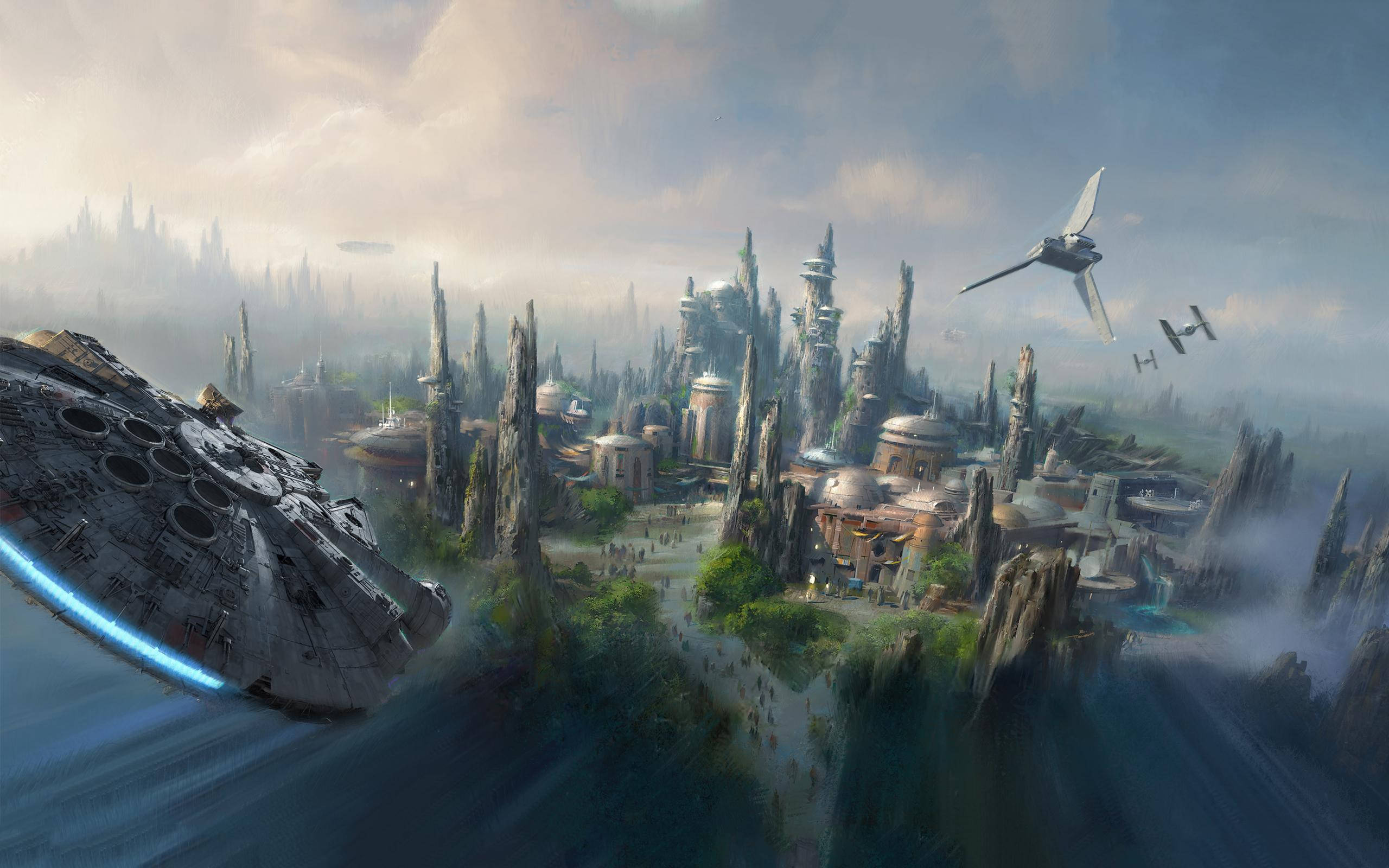 Nghệ thuật siêu rộng Star Wars Land Disney 4K Hình nền