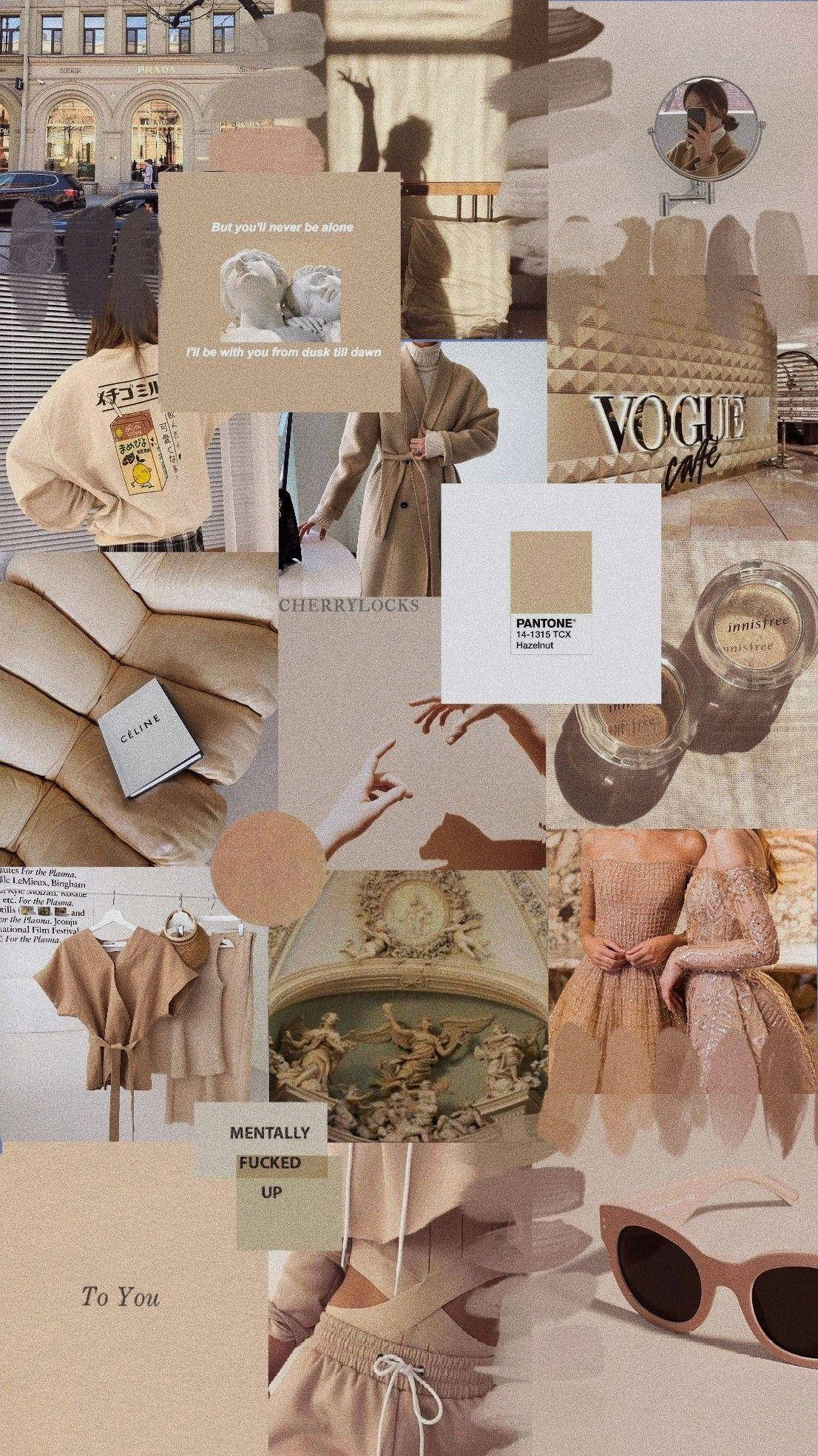 Nghệ thuật tạp chí Vogue thẩm mỹ màu be nâu Hình nền