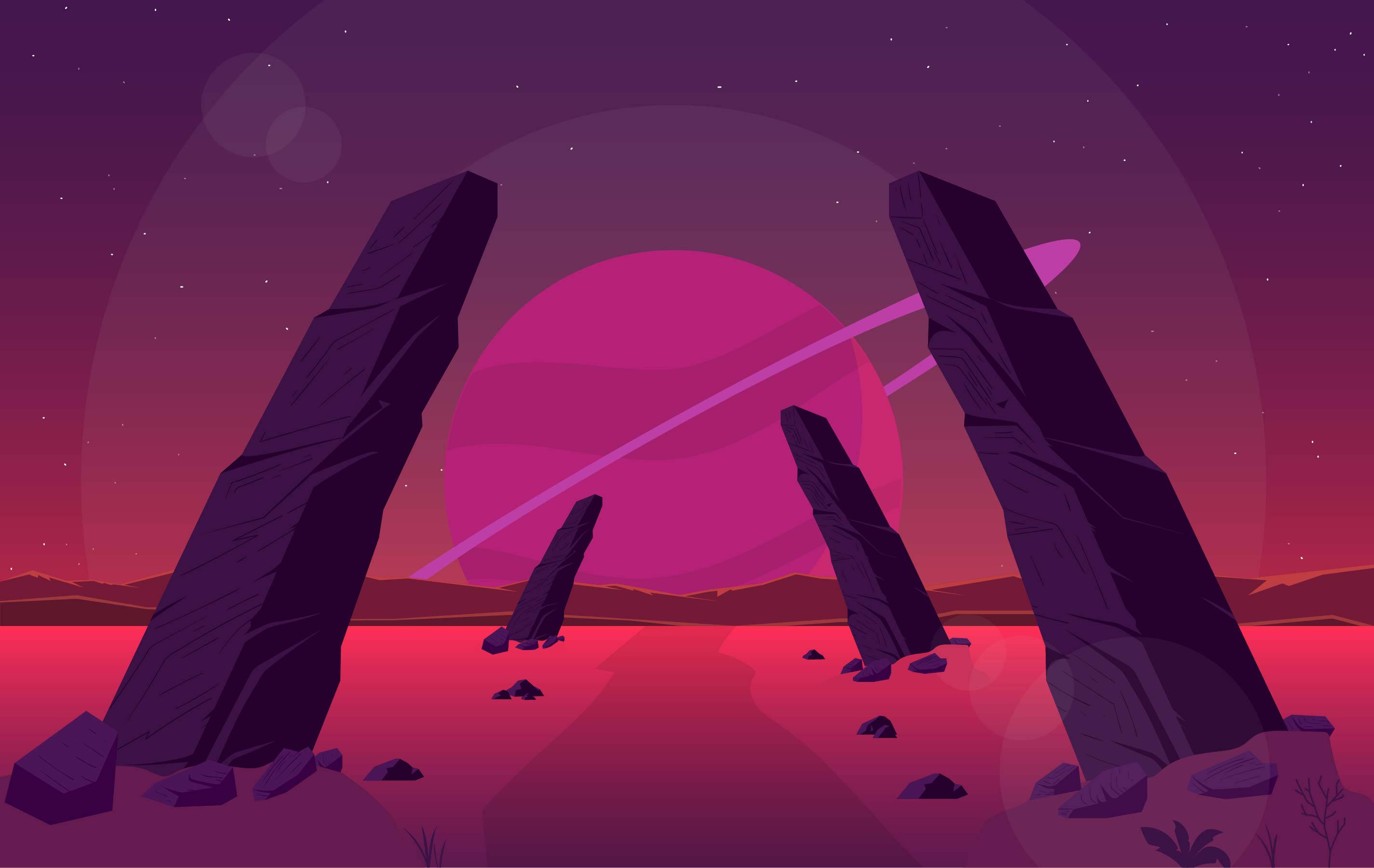 Nghệ thuật vector Stonehenge màu hồng Hình nền