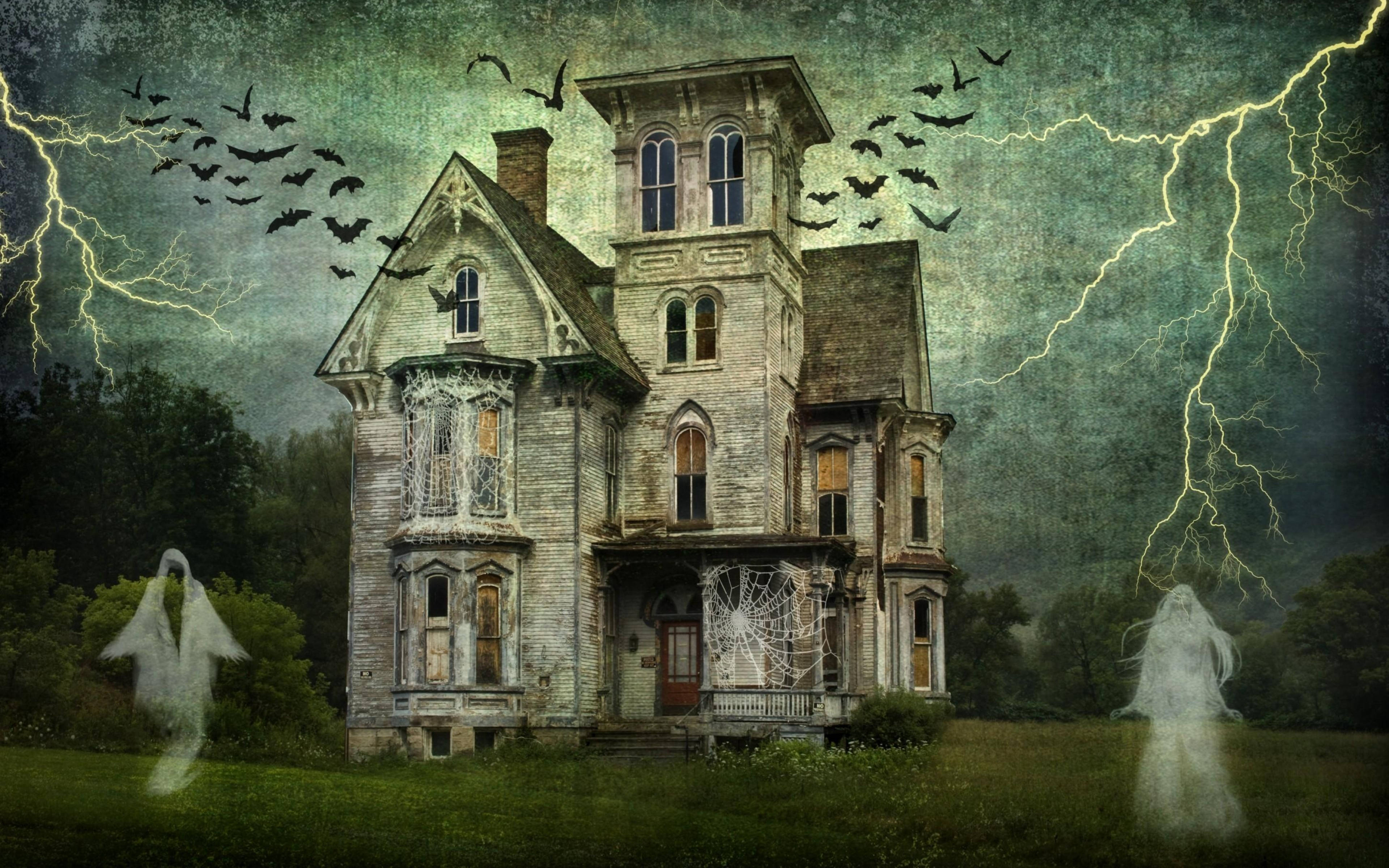 Ngôi nhà ma ám Halloween cổ điển Hình nền