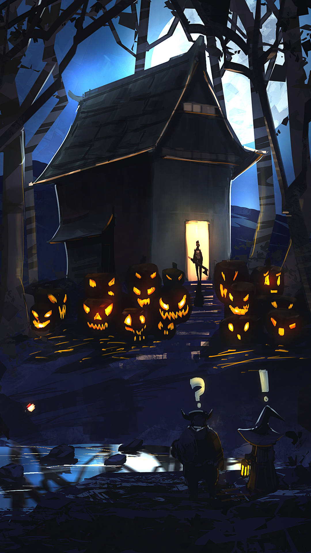 Ngôi nhà ma ám trong rừng Halloween iPhone Hình nền