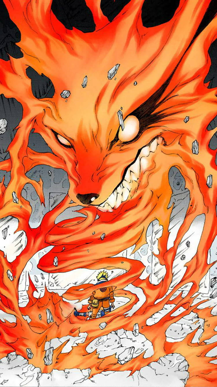 Ngọn lửa Kurama sống động bao quanh Naruto Hình nền
