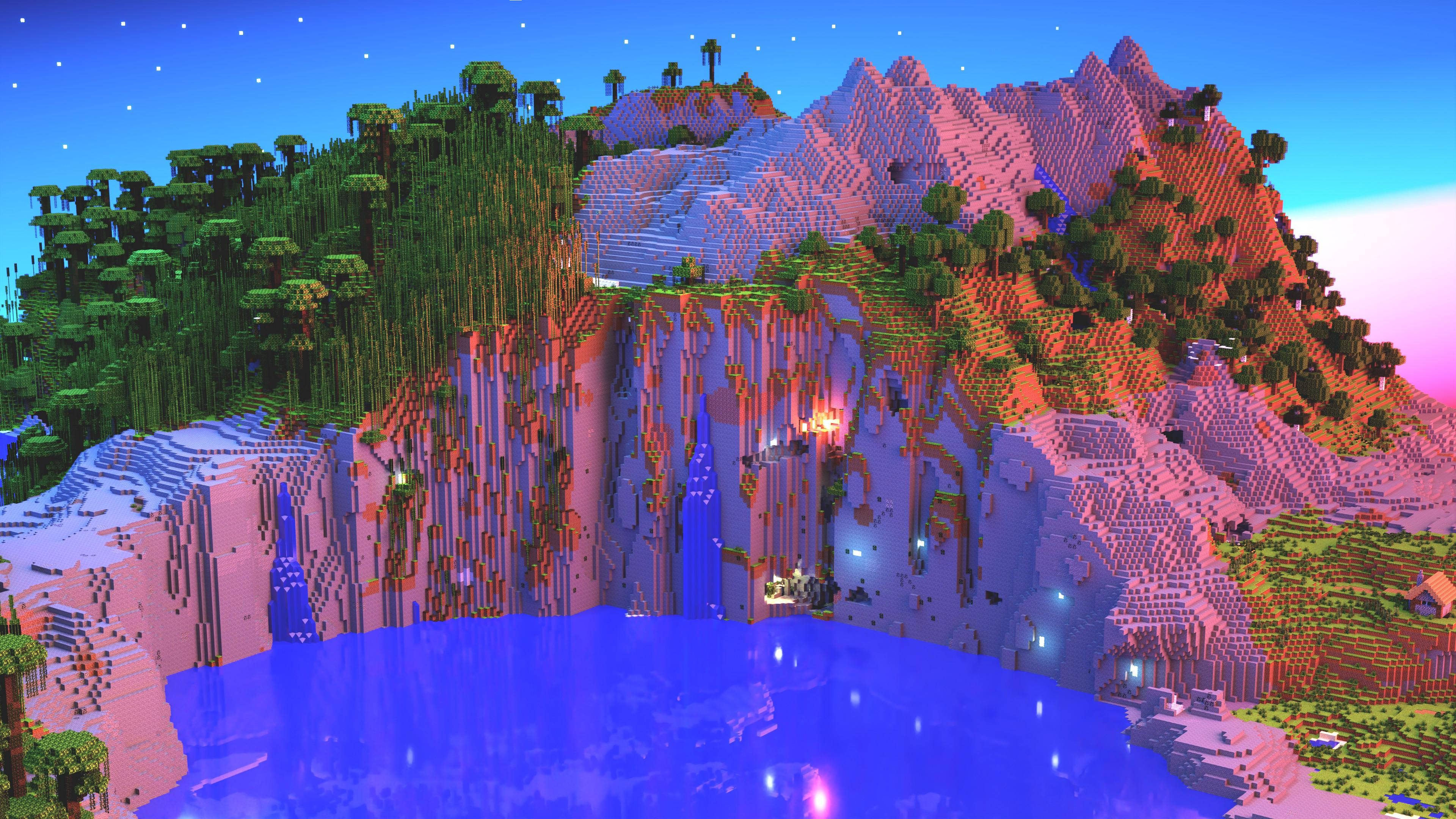Ngọn núi hồng tuyệt đẹp trong Minecraft Hình nền