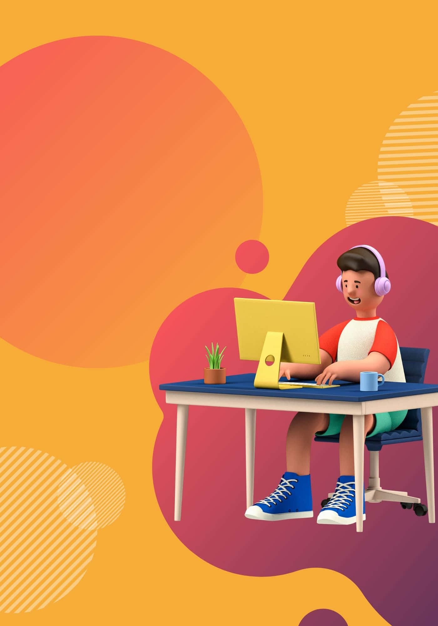Người đàn ông 3D ngầu trên nền máy tính Hình nền