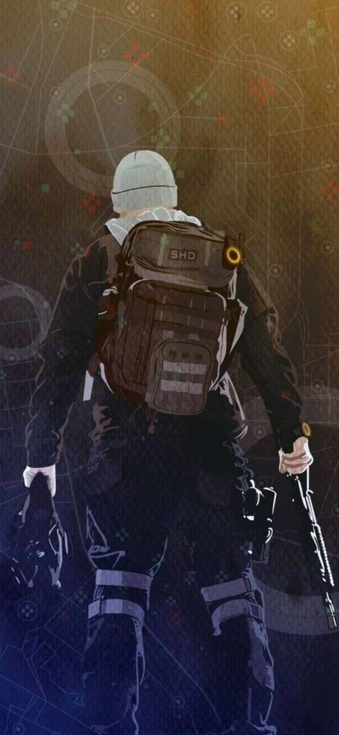 Người đàn ông đeo ba lô trong The Division làm hình nền iPhone Xs Hình nền