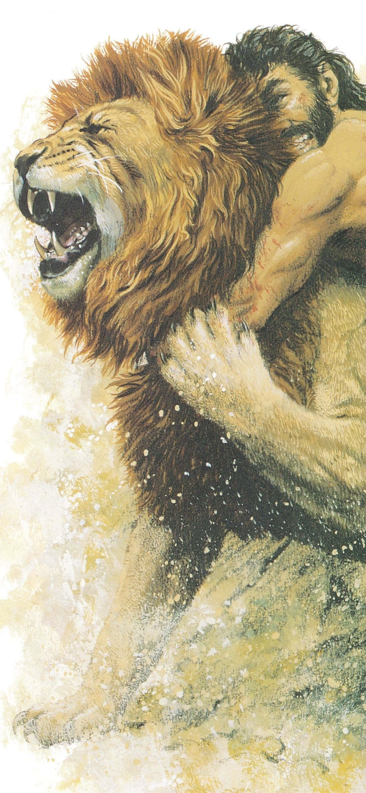 Man Choking A Lion Hình nền