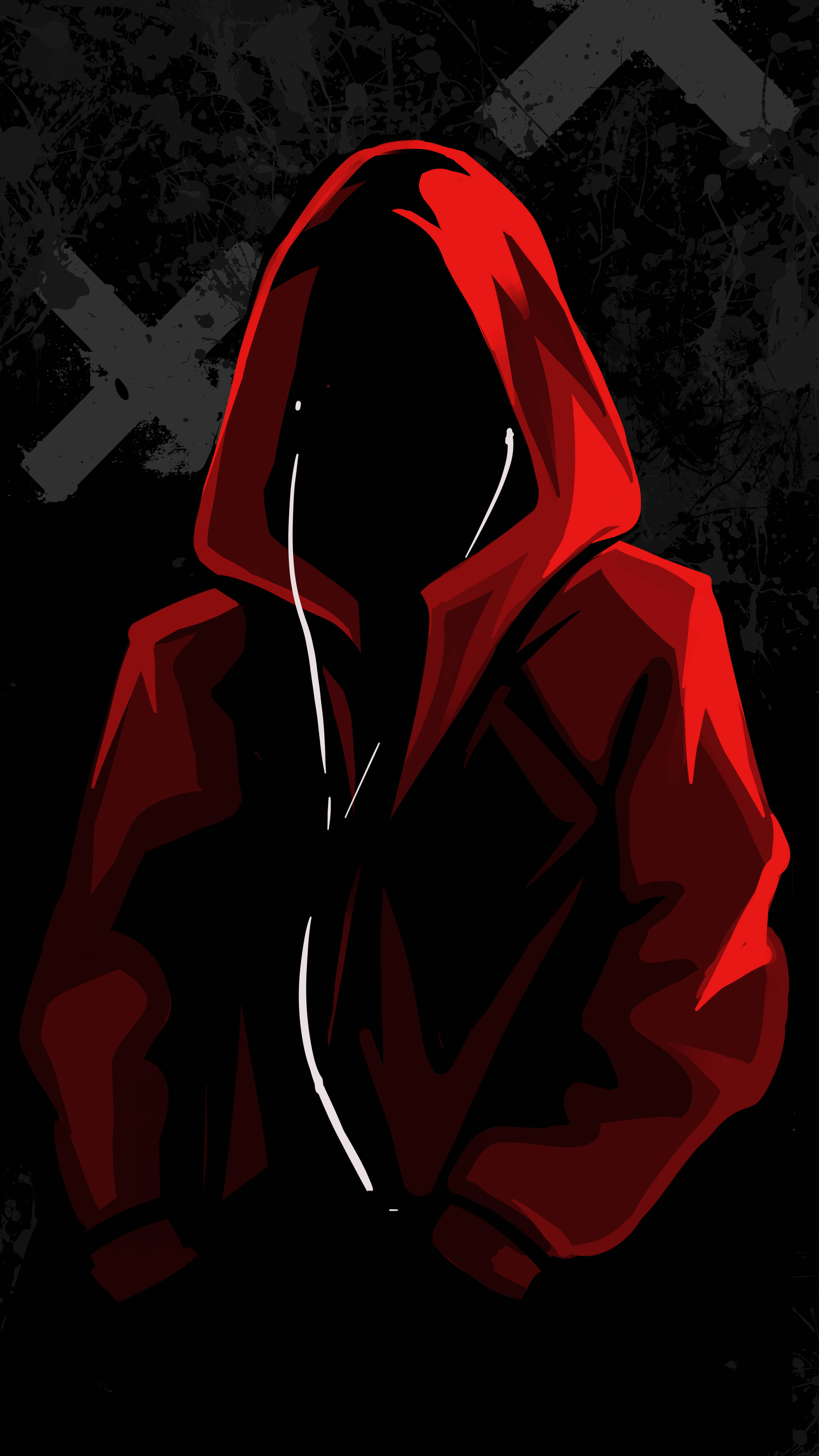 Người đàn ông mặc áo hoodie đỏ với điện thoại 8K Hình nền