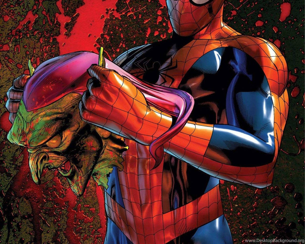 Người Nhện đeo Mặt nạ Green Goblin trong Trận chiến Hình nền