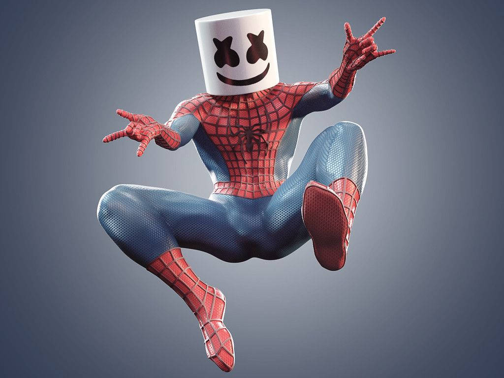 Hình nền Người Nhện Marshmello 3D hài hước