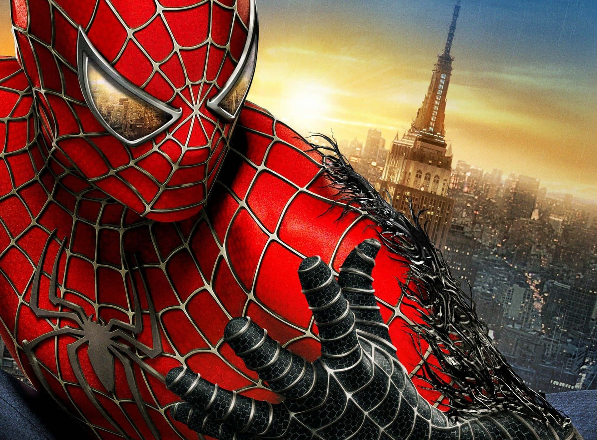 Người Nhện Marvel Đu Dây Vào Trận Chiến Hình nền