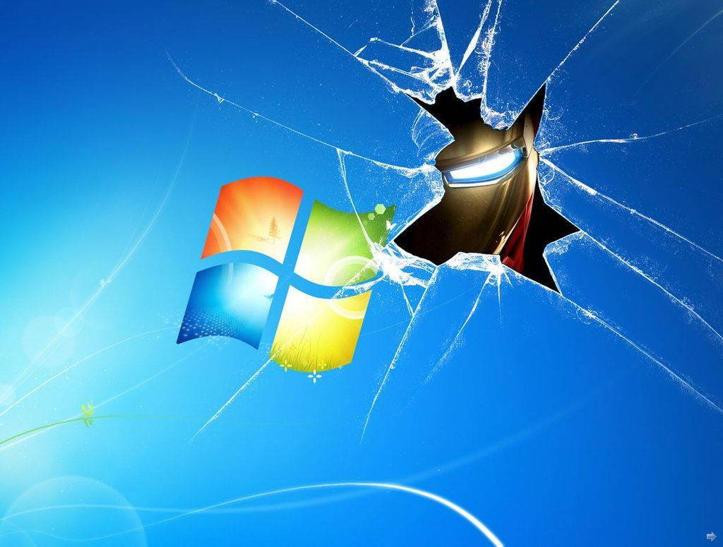 Hình nền Người Sắt màn hình Windows vỡ