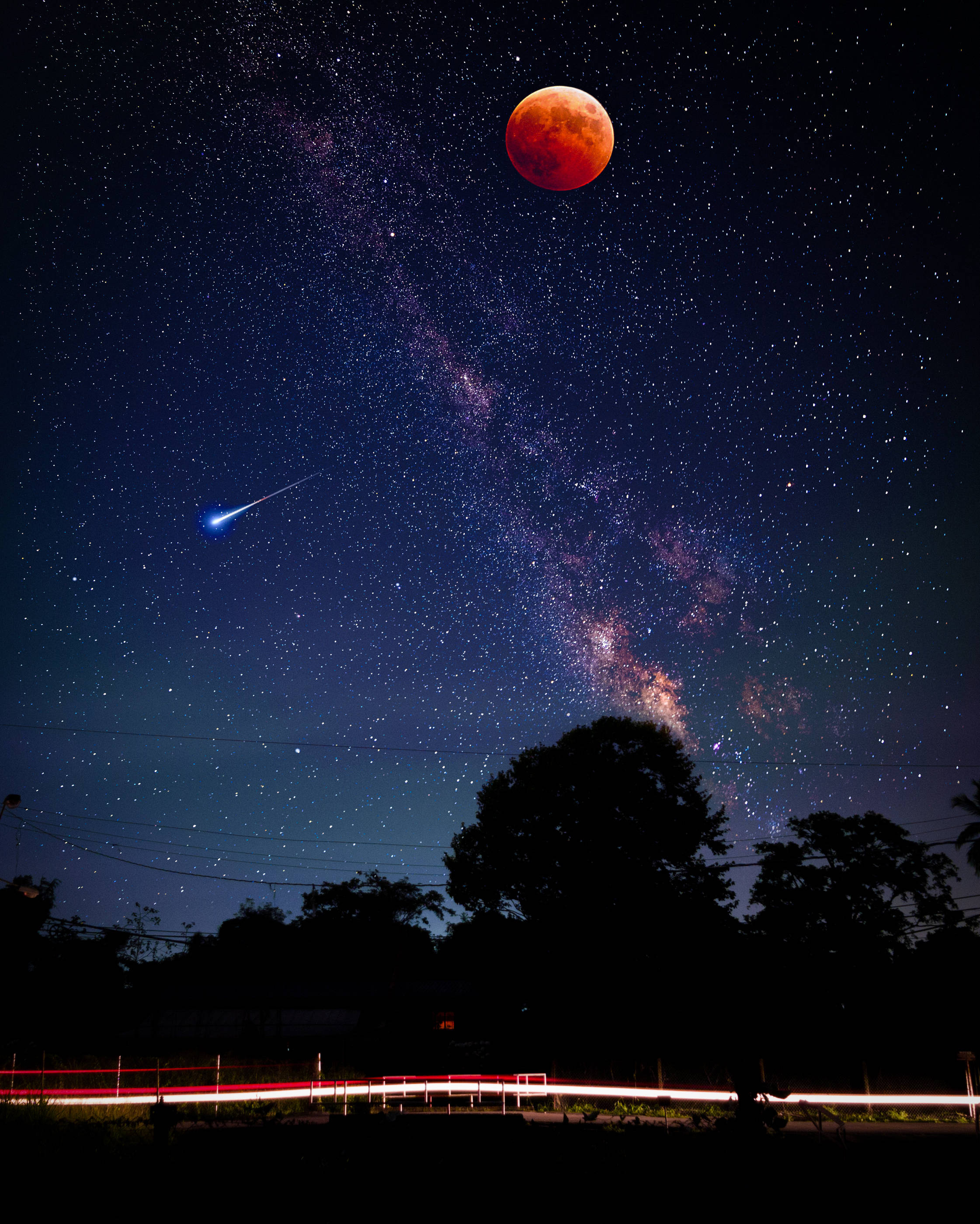 Nguyệt Thực Ngân Hà Trên Mặt Trăng Hình nền