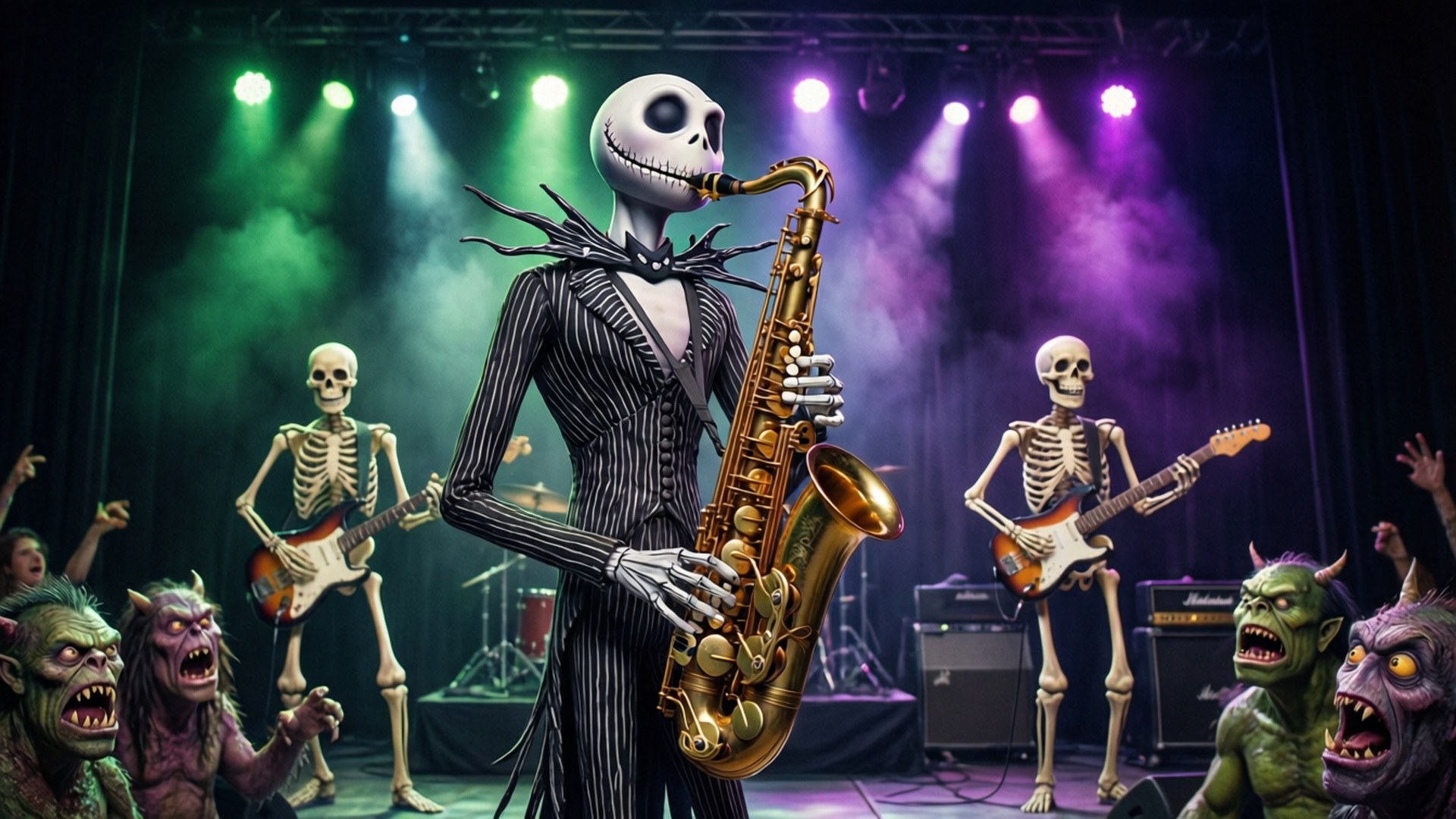 Nhạc Jazz ở Thị Trấn Halloween Hình nền