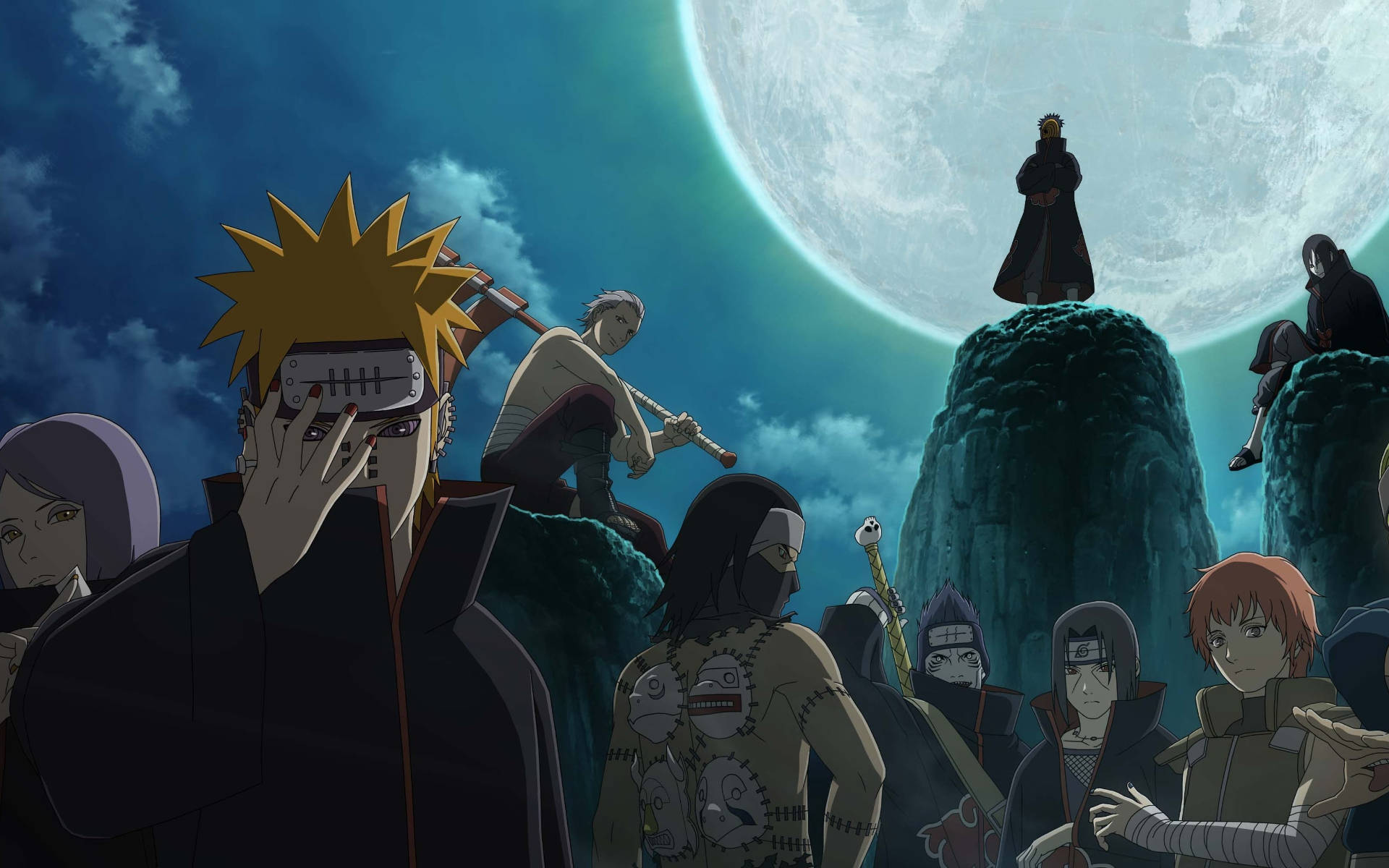 Nhân vật Akatsuki Naruto dưới ánh trăng Hình nền