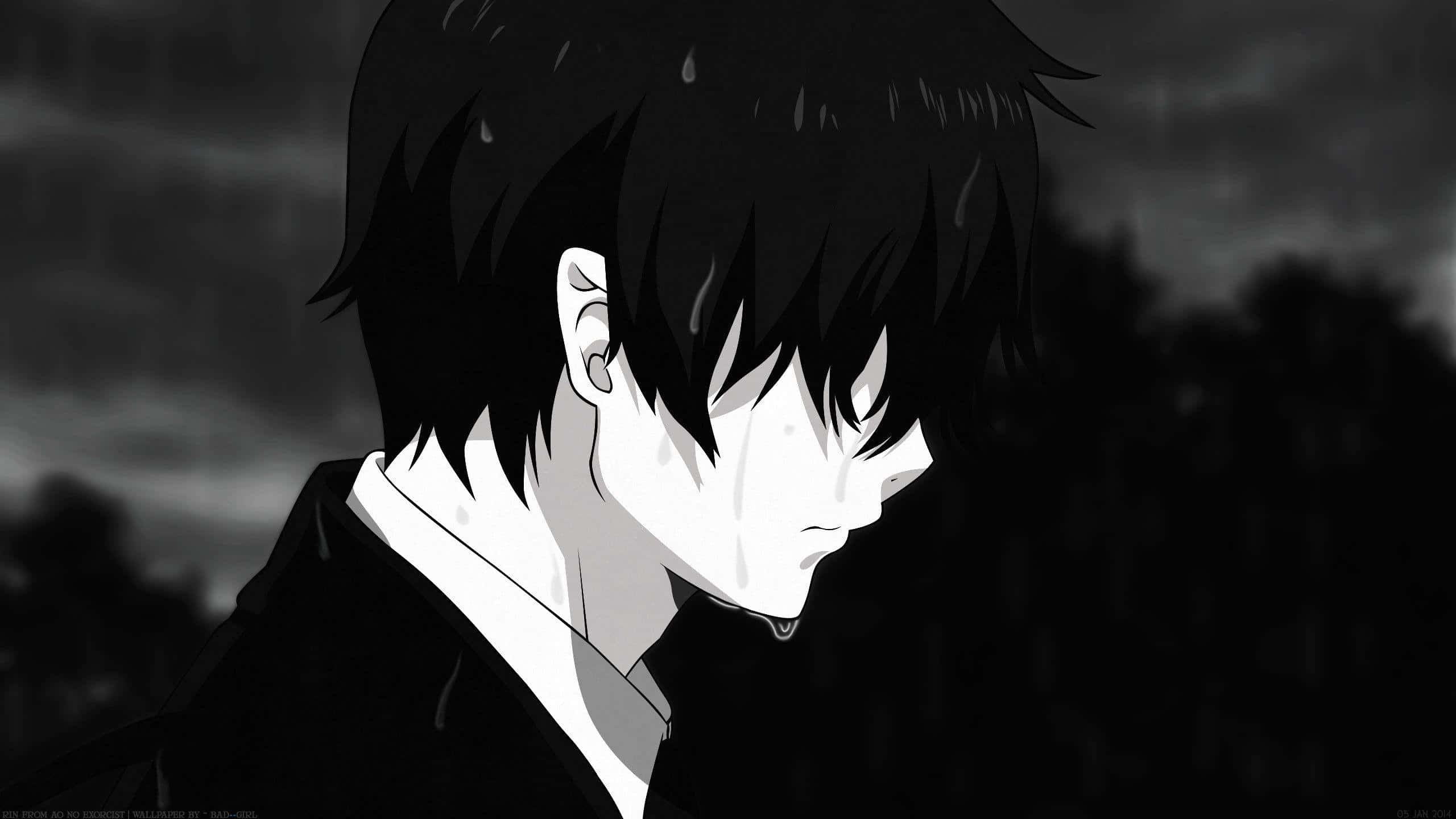 Nhân Vật Anime Bí Ẩn Trong Sắc Đen Trắng Hình nền