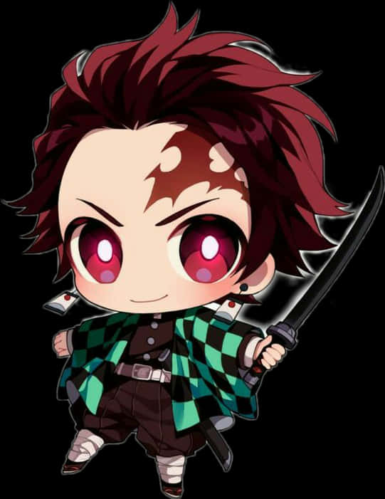 Nhân Vật Anime Chibi Cầm Kiếm Hình nền