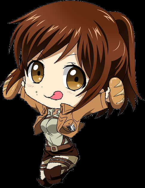 Nhân Vật Anime Chibi Tóc Nâu Hình nền