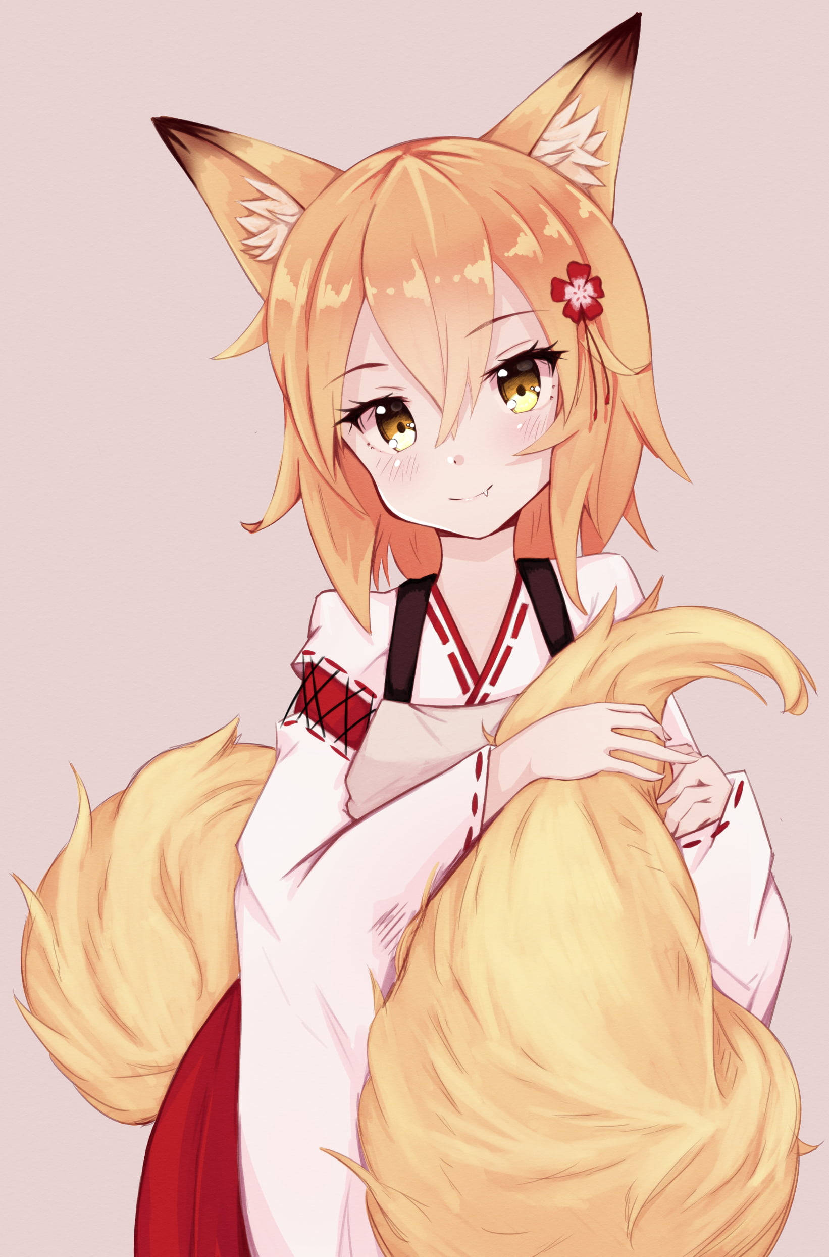 Nhân Vật Anime Dễ Thương Trong Trang Phục Cáo Hình nền