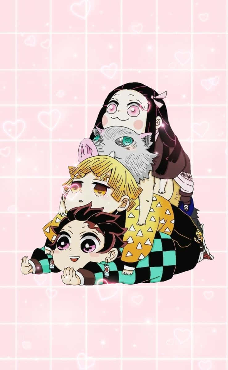 Nhân vật Chibi Dễ Thương từ Demon Slayer Hình nền