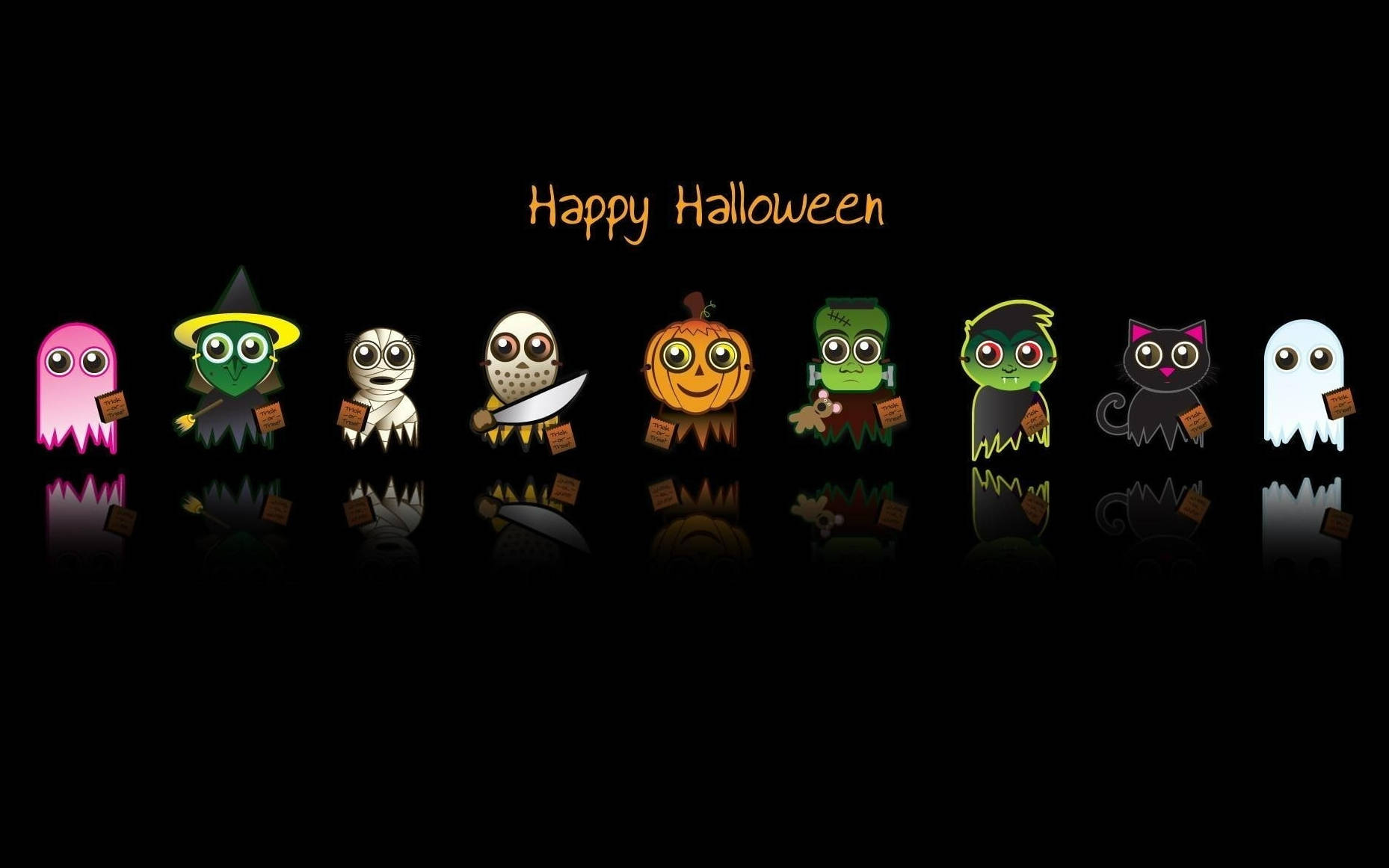 Nhân Vật Halloween Đáng Yêu Mang Lại Niềm Vui Ma Quái Hình nền