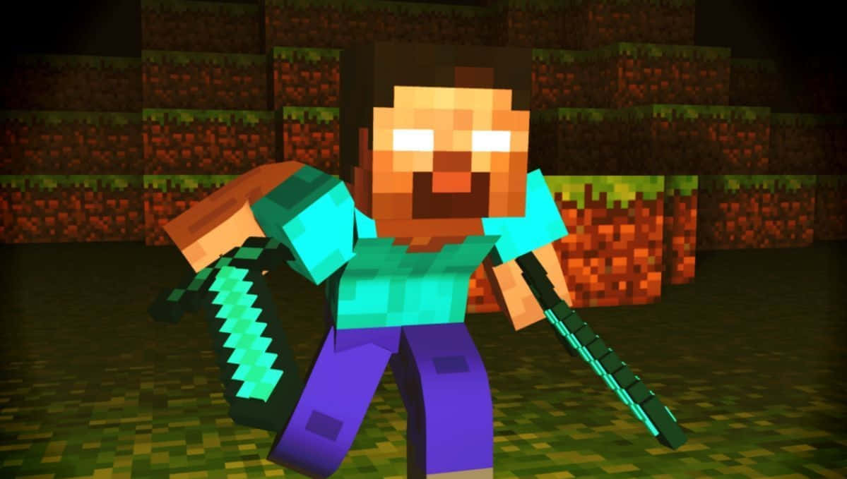 Nhân vật Herobrine trong Minecraft với nền hoạt hình Hình nền