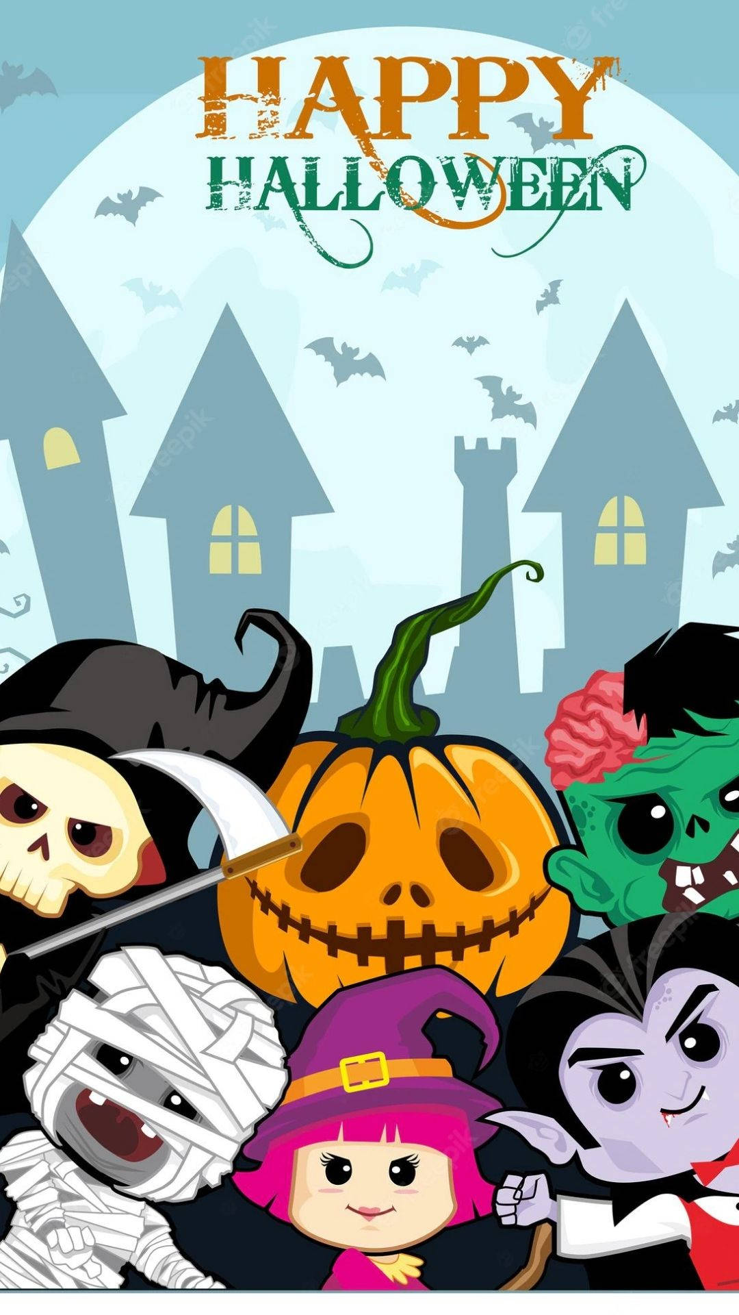 Nhân vật hoạt hình Halloween ló đầu ra Hình nền