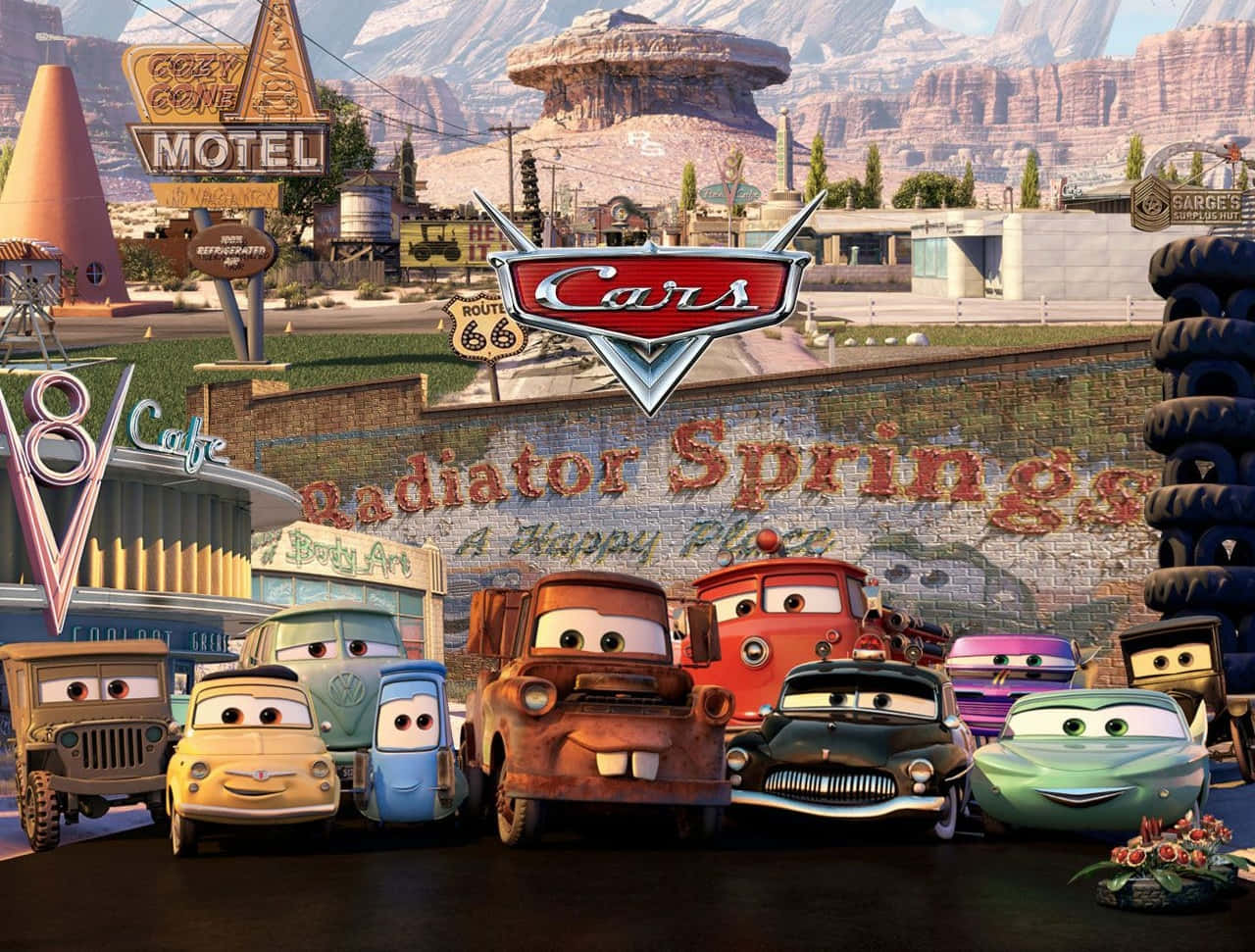 Nhân Vật Hoạt Hình Phim Cars Tại Radiator Springs Hình nền