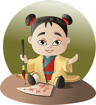 Nhân vật hoạt hình thư pháp Trung Quốc Hình nền