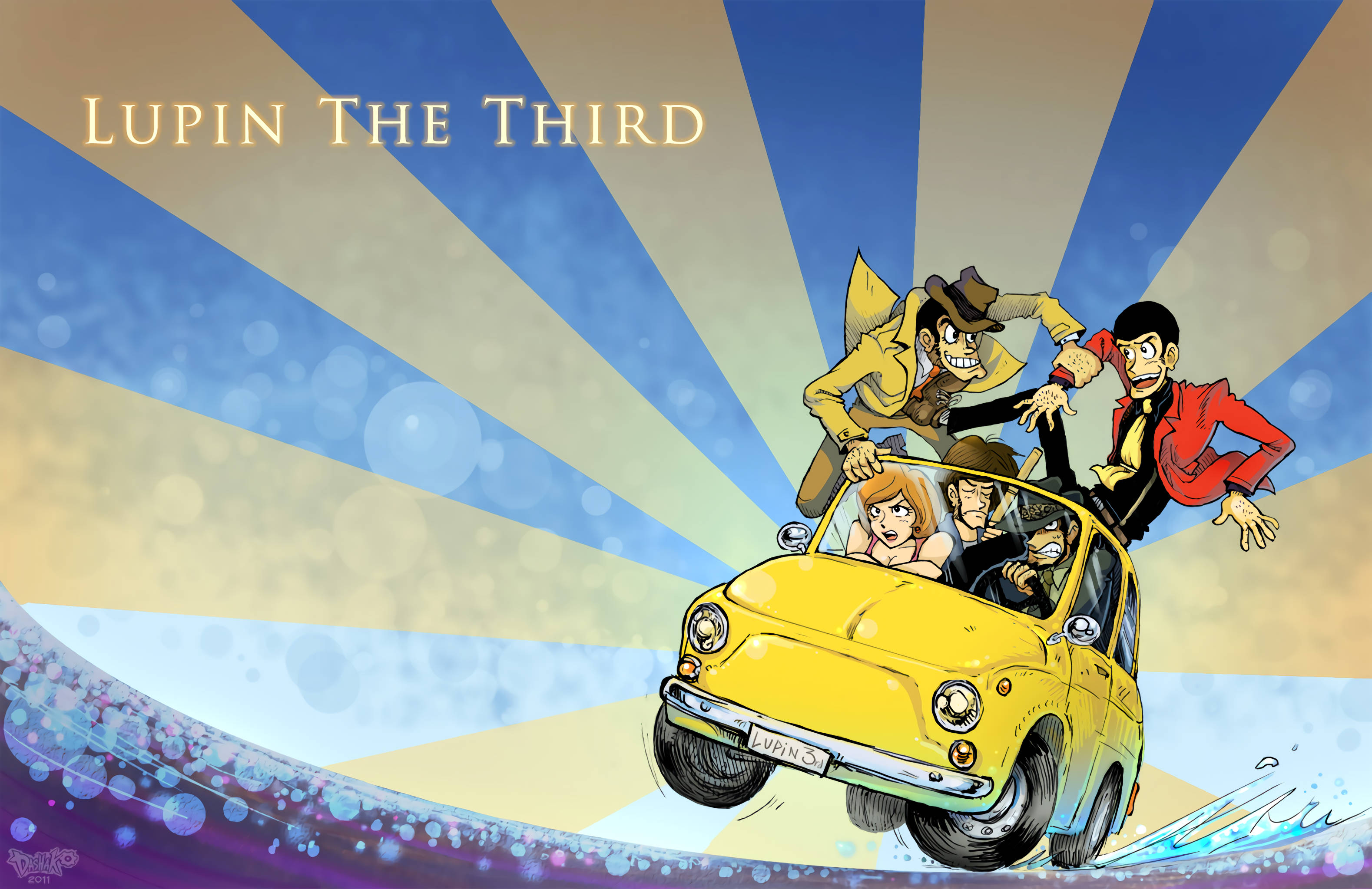 Nhân vật Lupin trên xe hơi Anime Hình nền